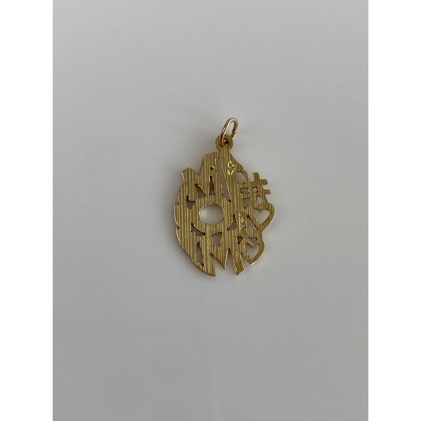 Vintage Solid 14k Yellow Gold Diamond Cut #1 Mom Charm