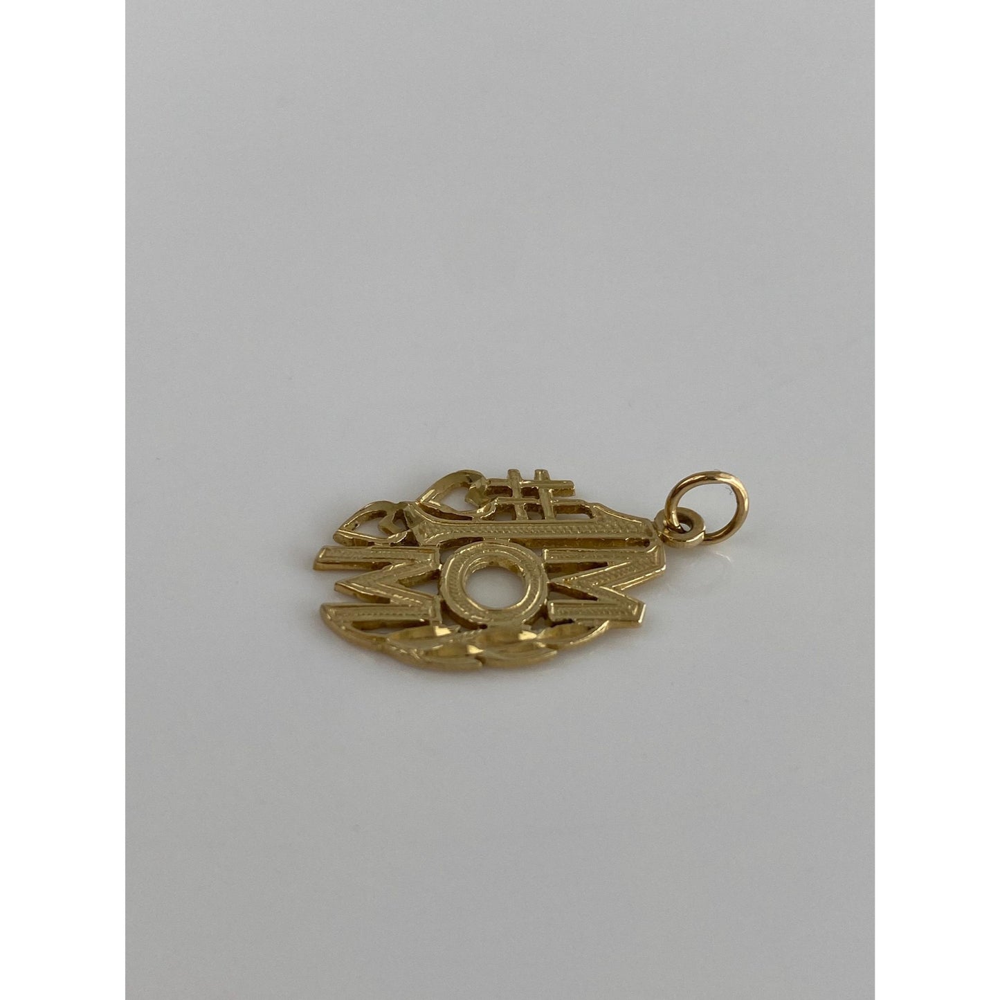 Vintage Solid 14k Yellow Gold Diamond Cut #1 Mom Charm
