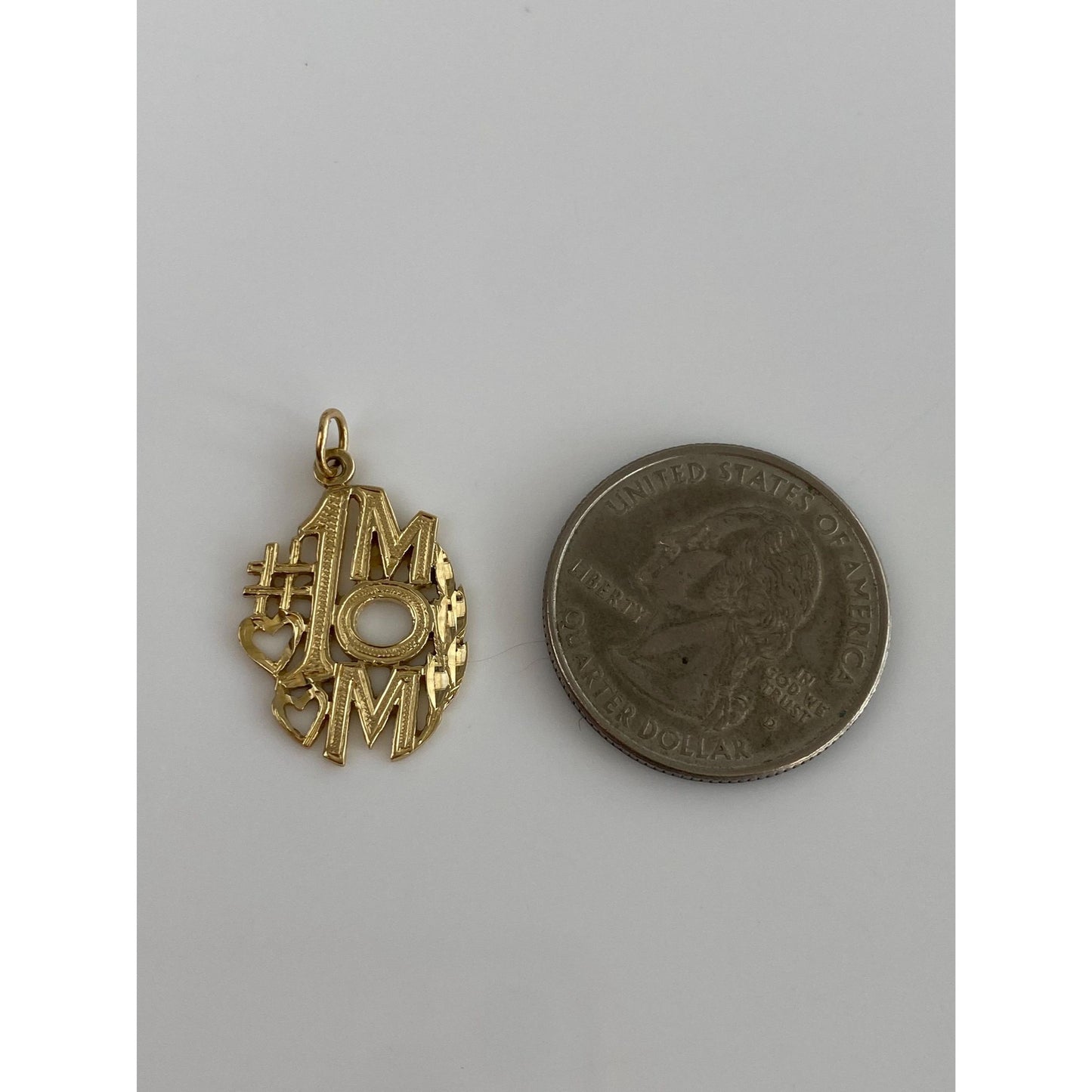 Vintage Solid 14k Yellow Gold Diamond Cut #1 Mom Charm
