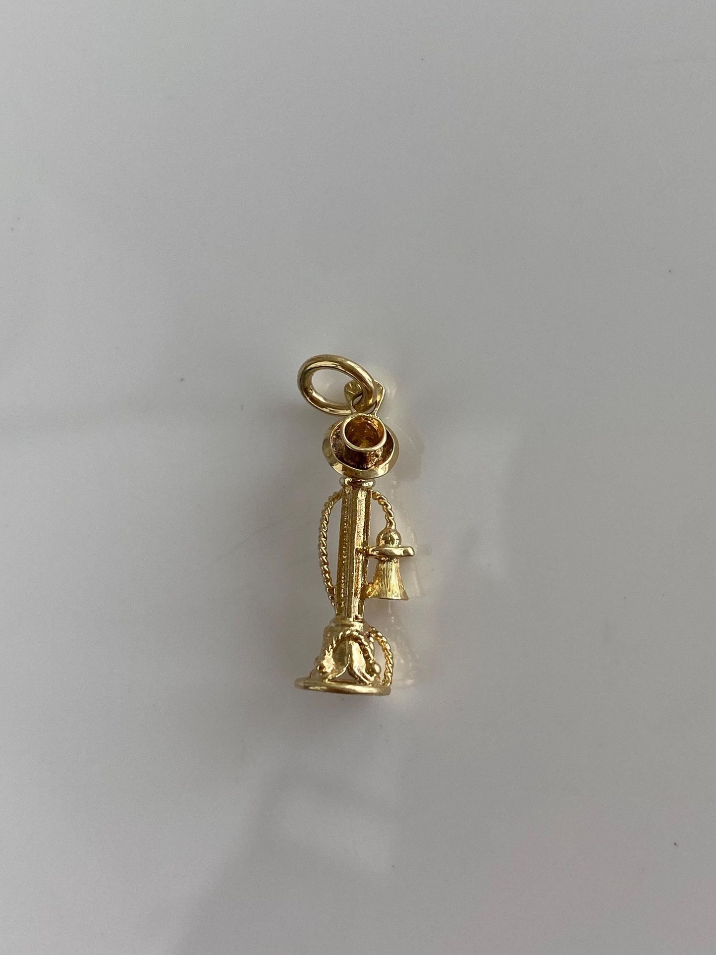 Vintage 14k Yellow Gold Old Fashioned Telephone Charm
