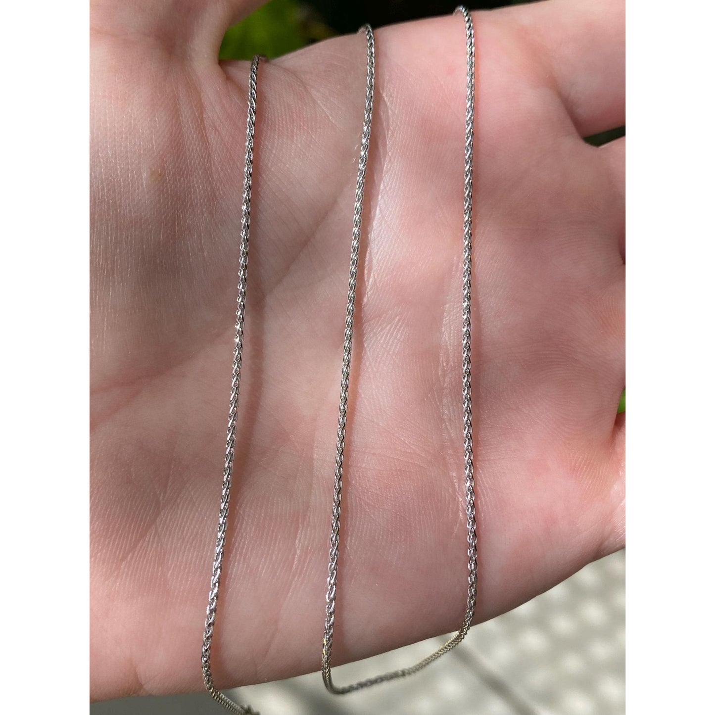 Solid 14k White Gold Wheat Chain Necklace - 20.25 inches