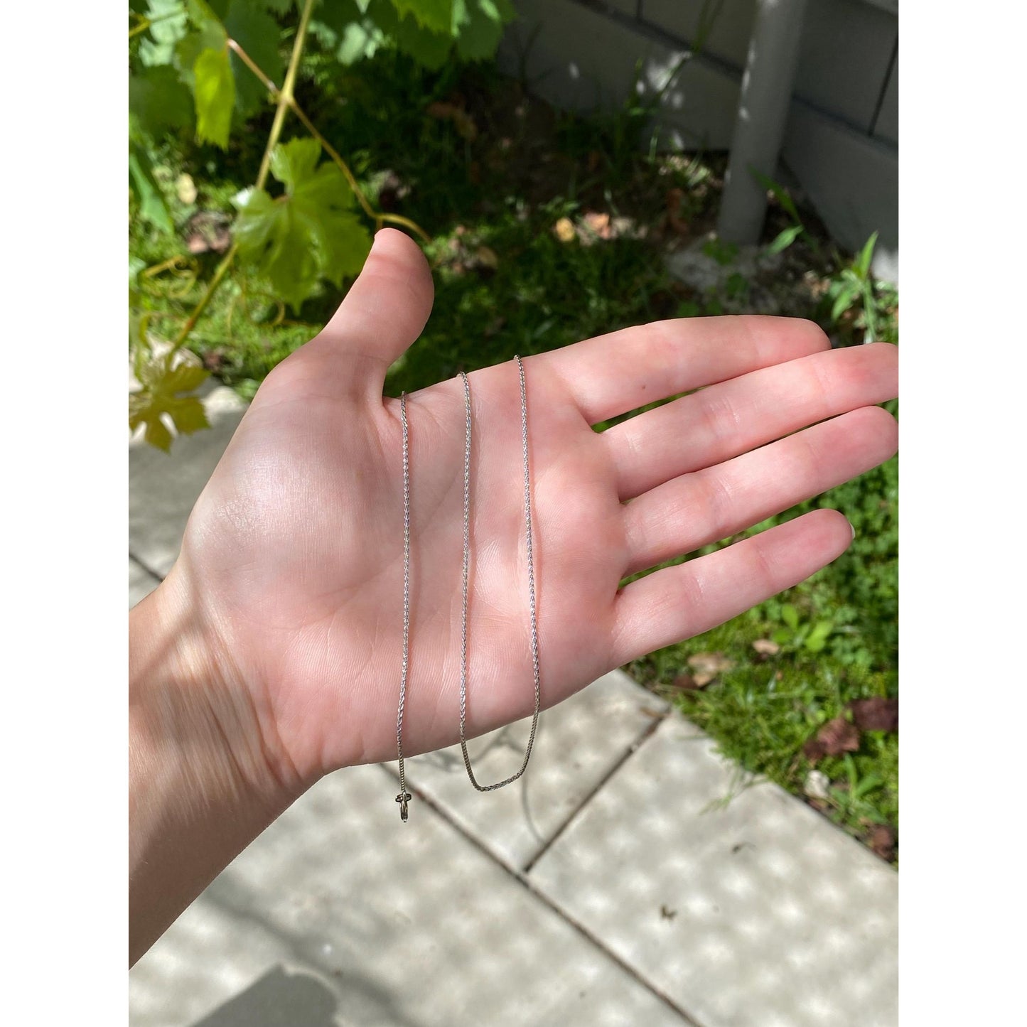 Solid 14k White Gold Wheat Chain Necklace - 20.25 inches