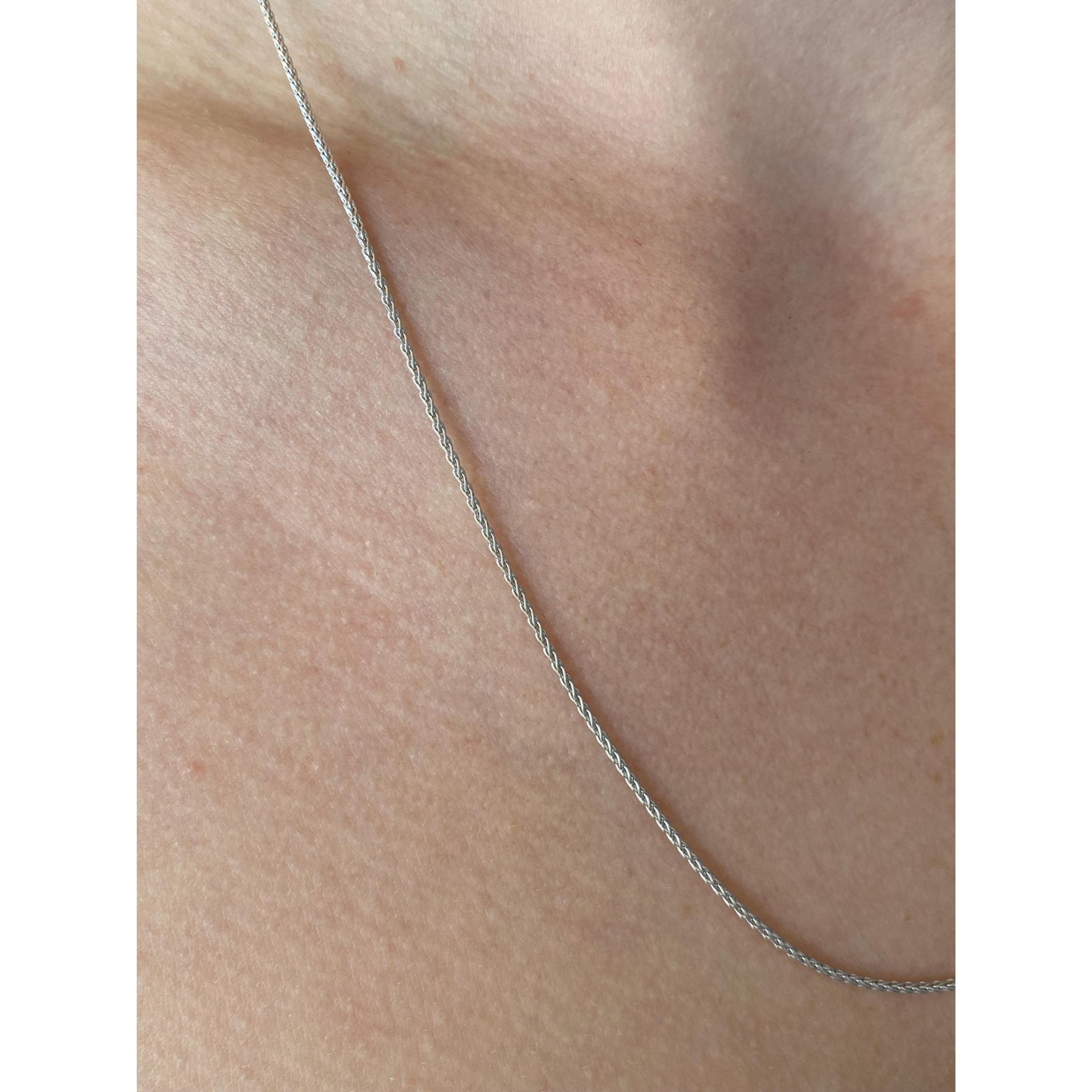 Solid 14k White Gold Wheat Chain Necklace - 20.25 inches