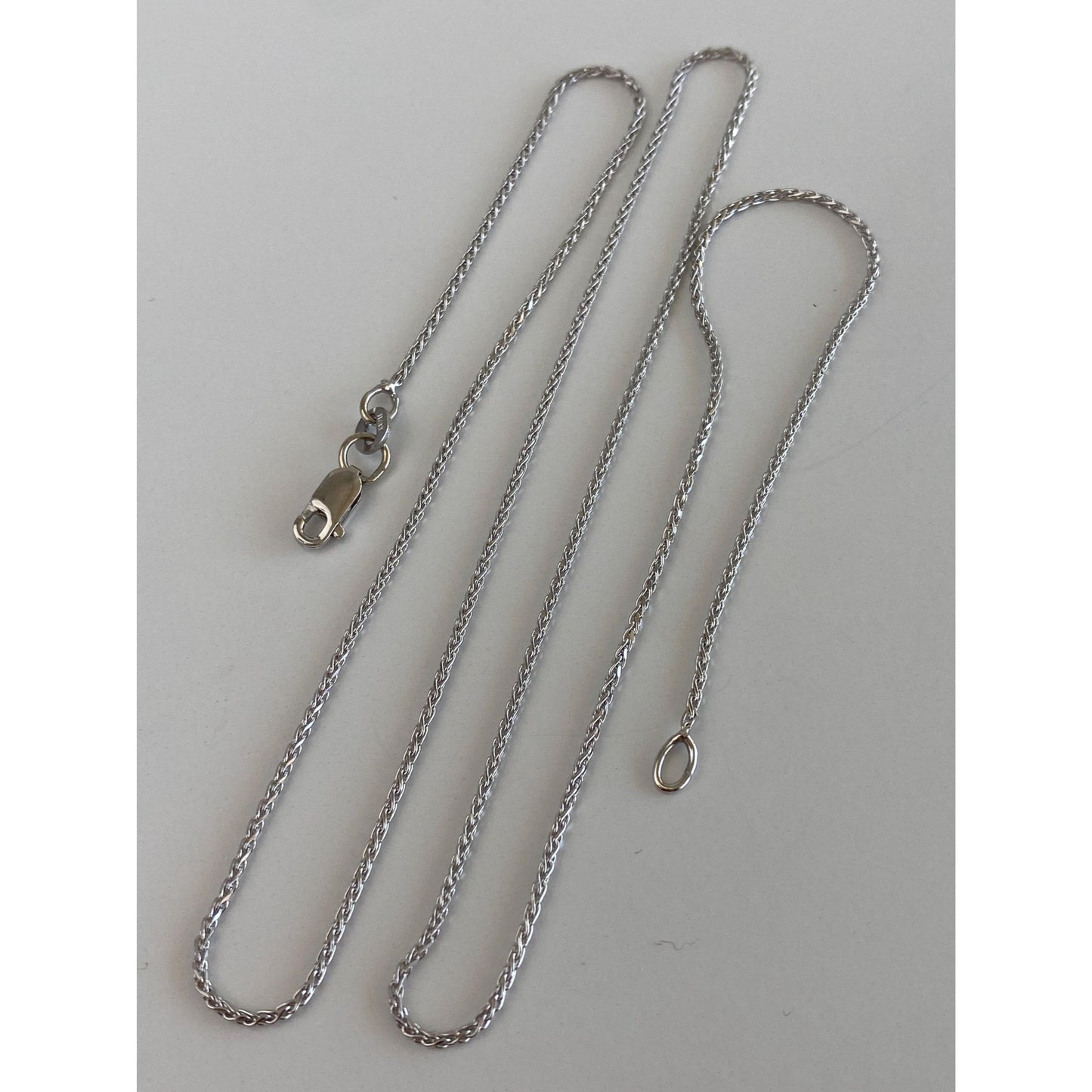 Solid 14k White Gold Wheat Chain Necklace - 20.25 inches