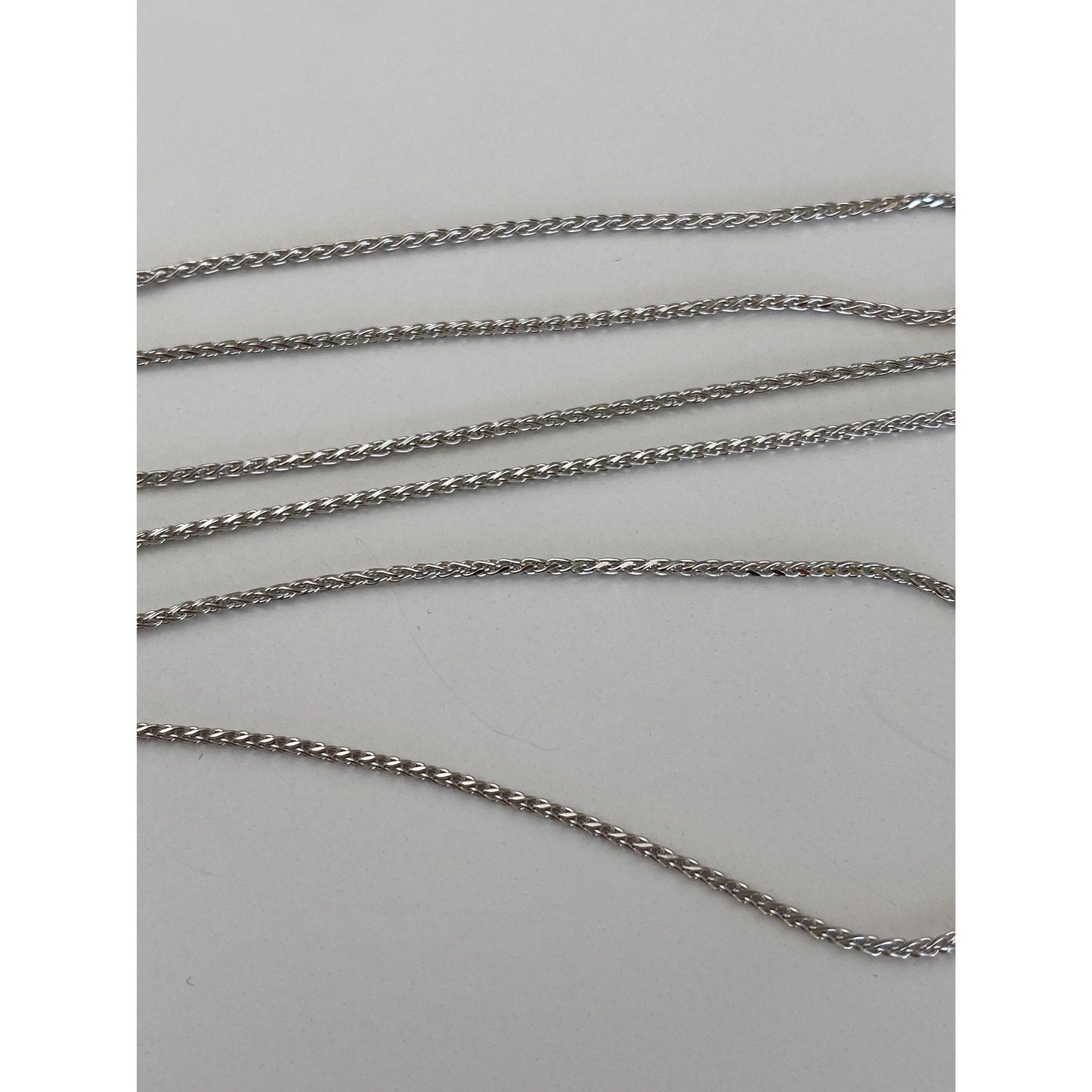 Solid 14k White Gold Wheat Chain Necklace - 20.25 inches