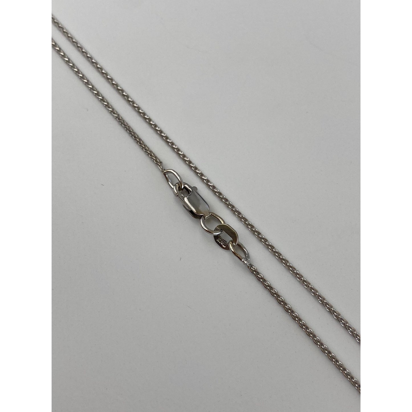 Solid 14k White Gold Wheat Chain Necklace - 20.25 inches