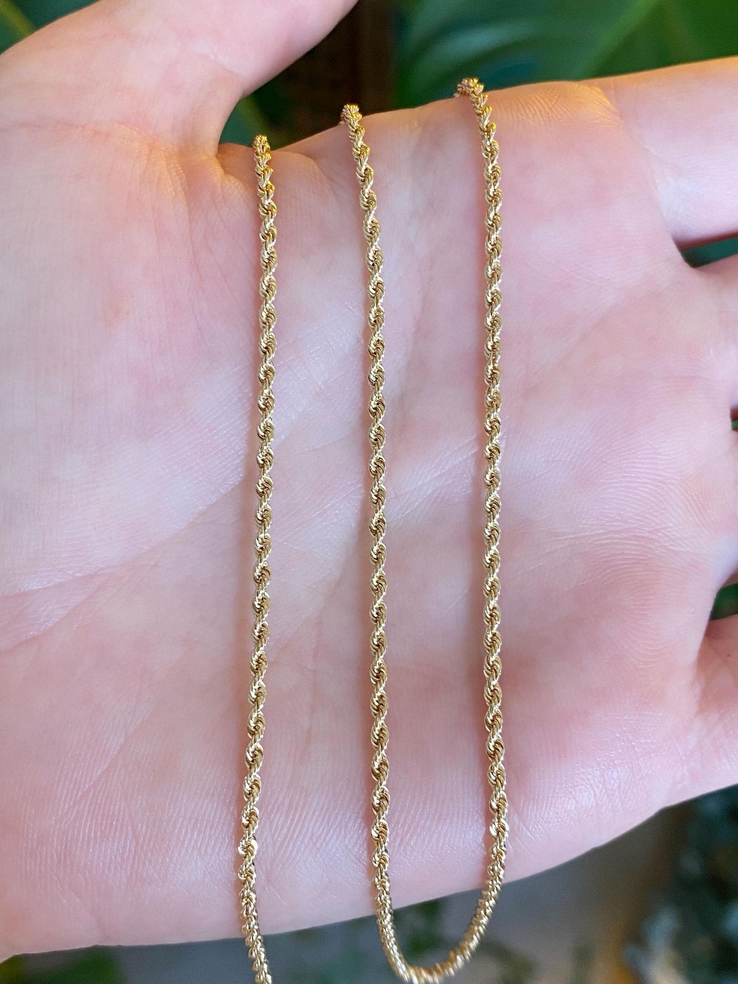 Vintage Solid 14k Yellow Gold Slim Rope Chain Necklace - 23.75 inches