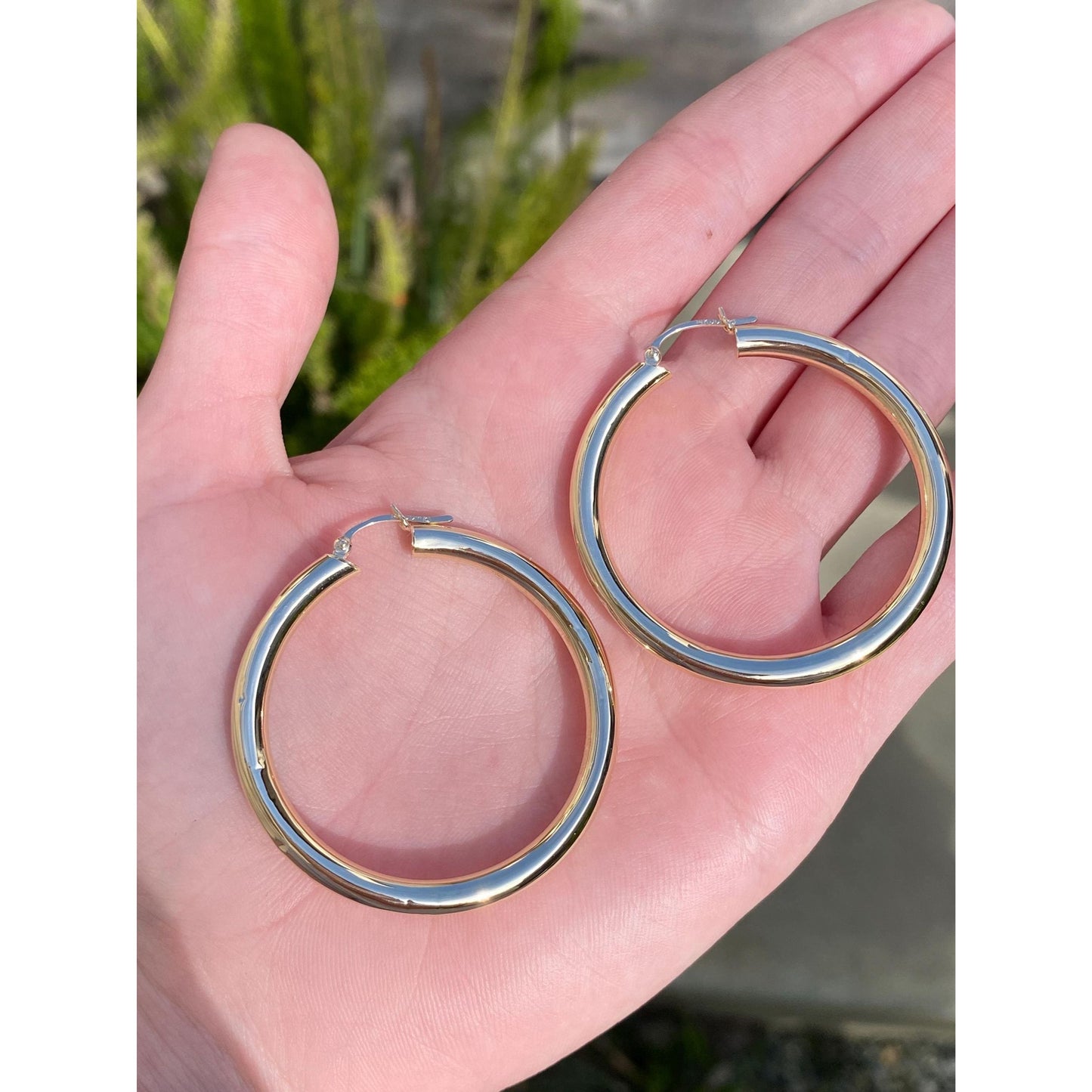 Vintage 14k Yellow Gold Large Hoop Earrings