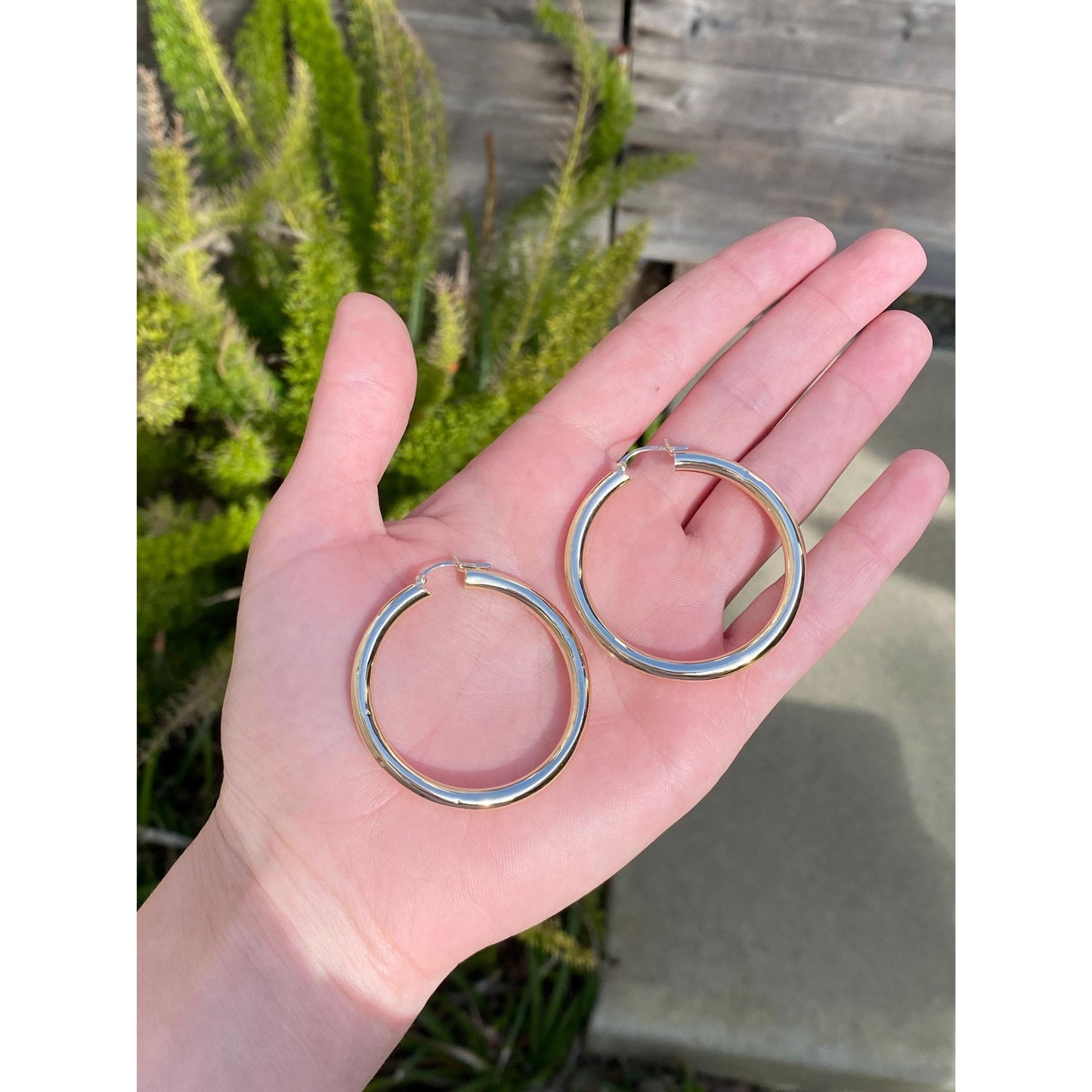 Vintage 14k Yellow Gold Large Hoop Earrings