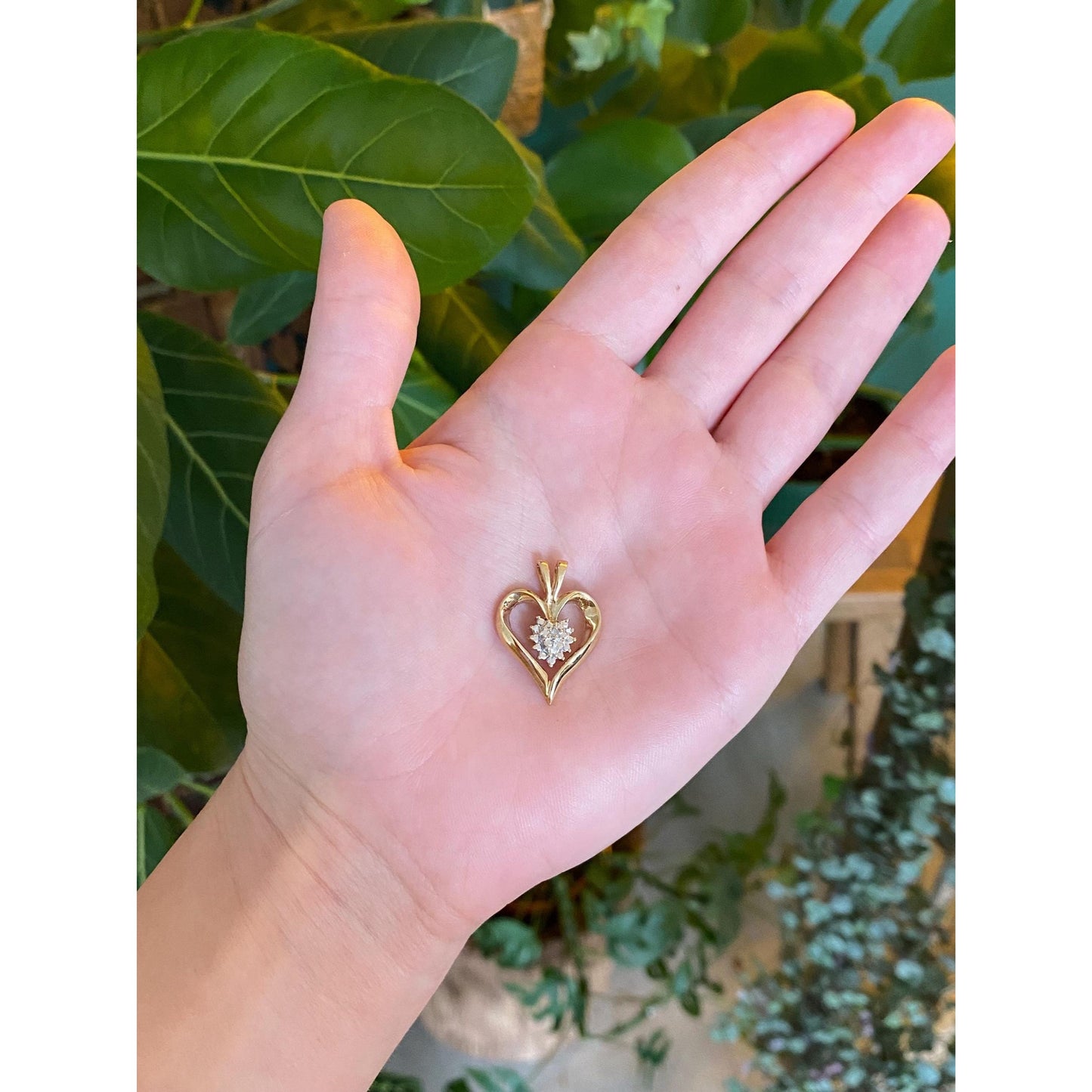 Vintage Solid 10k Yellow Gold Diamond Heart Charm