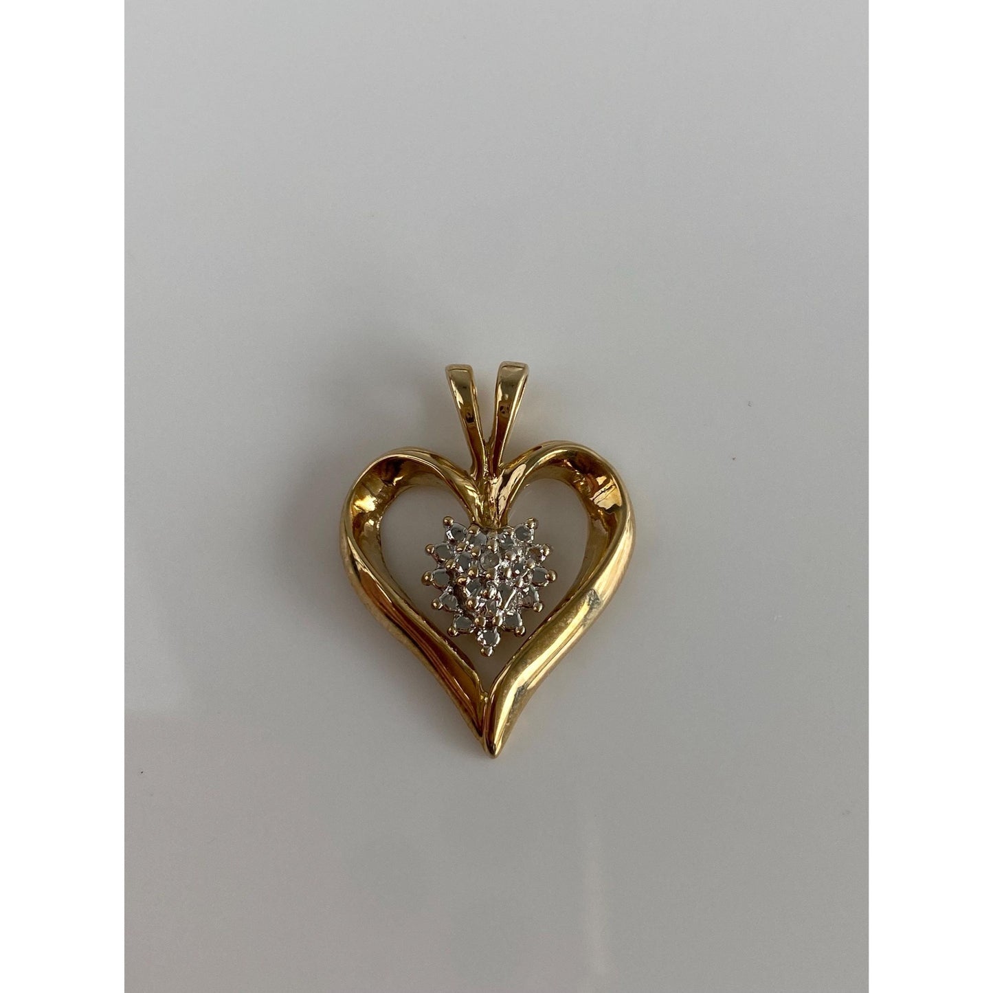 Vintage Solid 10k Yellow Gold Diamond Heart Charm
