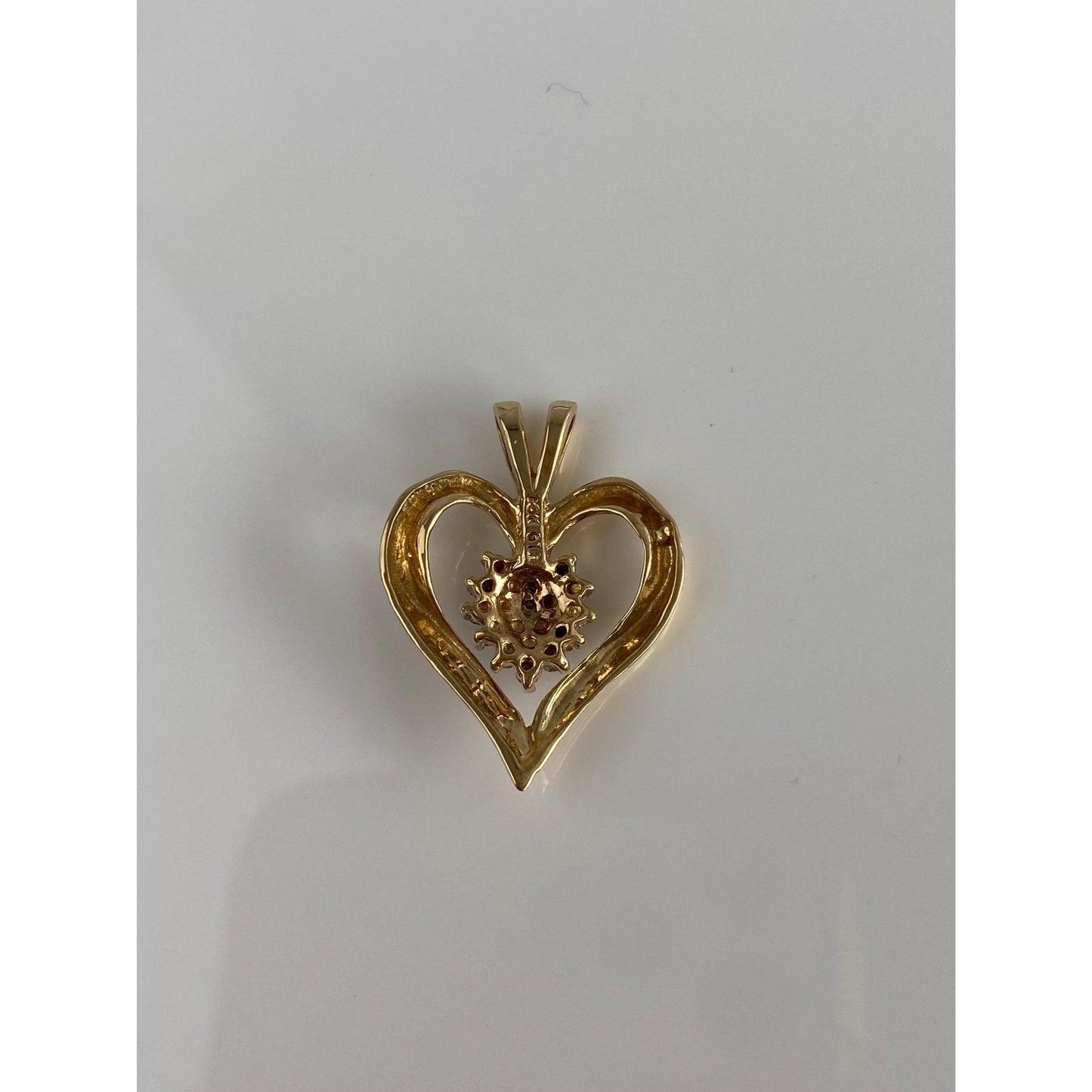 Vintage Solid 10k Yellow Gold Diamond Heart Charm