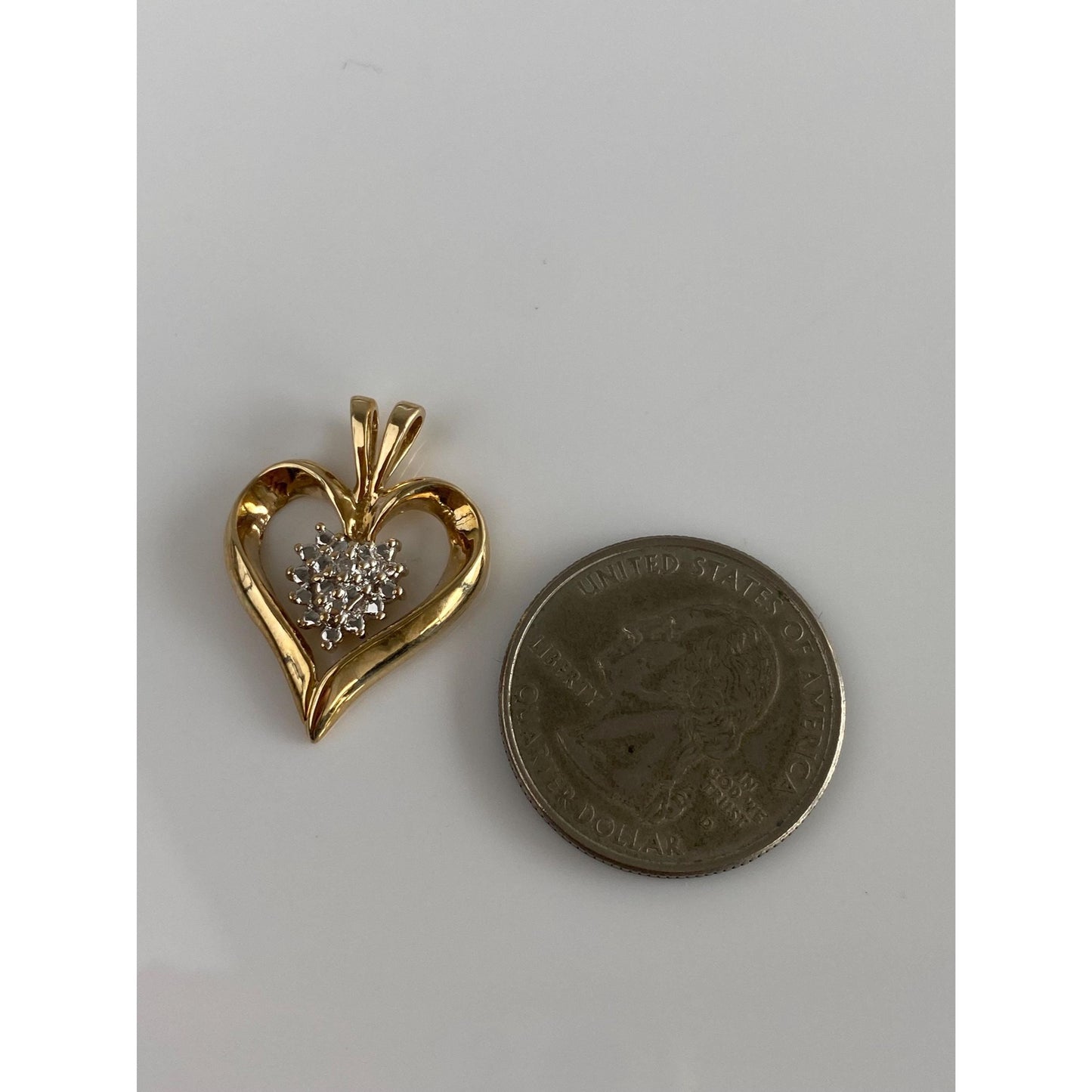 Vintage Solid 10k Yellow Gold Diamond Heart Charm
