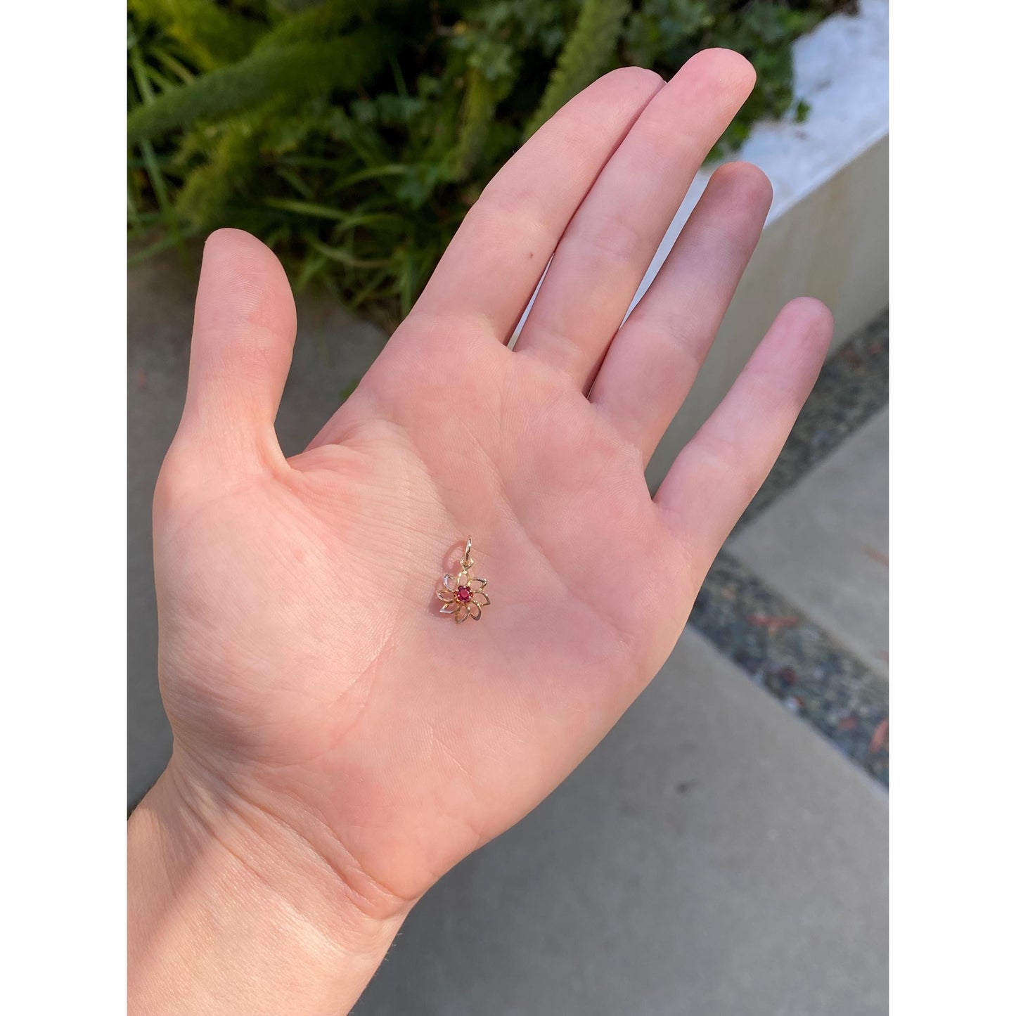 Vintage Solid 10k Yellow Gold Pink Cubic Zirconia Flower Stick Pin Conversion Charm