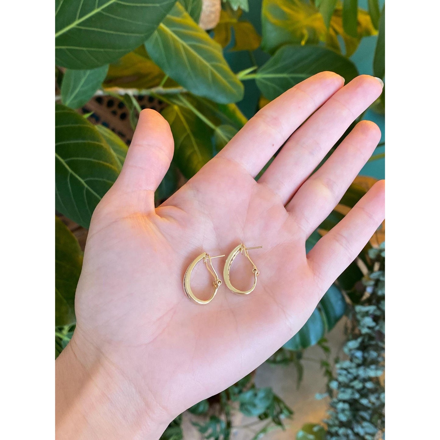 Vintage Solid 14k White & Yellow Gold Cubic Zirconia Drop Earrings