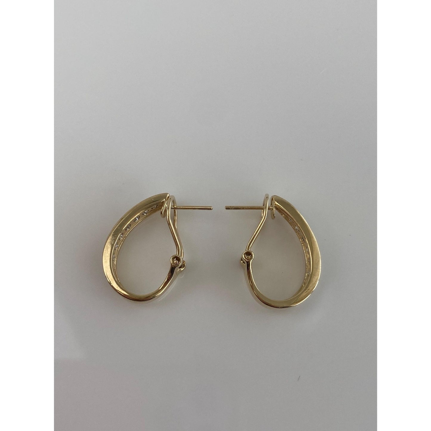 Vintage Solid 14k White & Yellow Gold Cubic Zirconia Drop Earrings