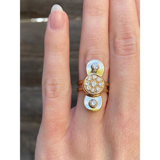 Vintage Solid 14k Yellow Gold Diamond Propeller Shape Ring - Size 4.5