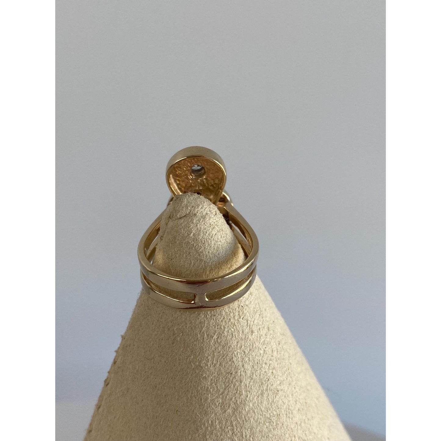 Vintage Solid 14k Yellow Gold Diamond Propeller Shape Ring - Size 4.5