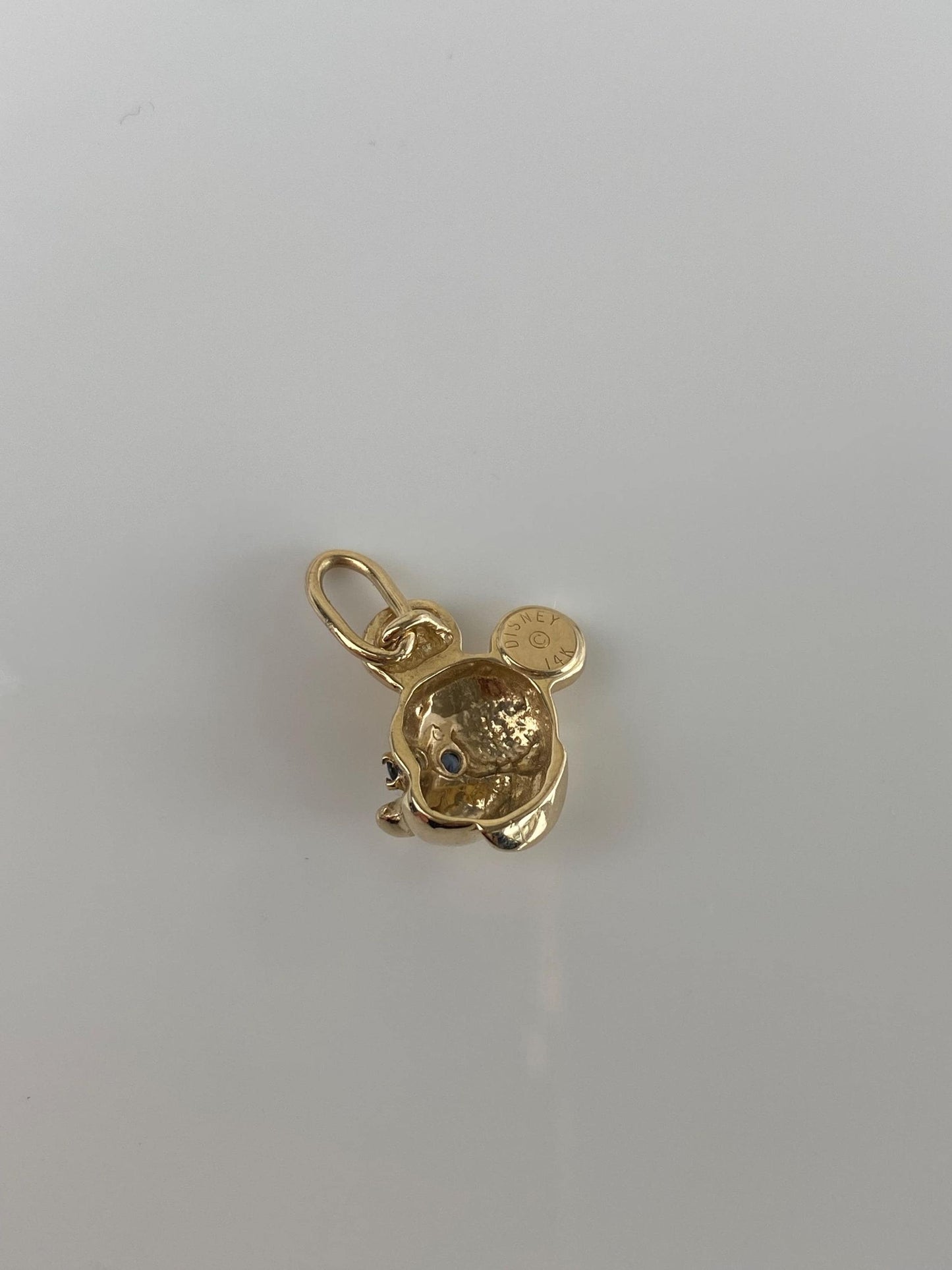 Vintage Solid 14k Yellow Gold Blue Spinel Red Enamel Mickey Mouse Charm