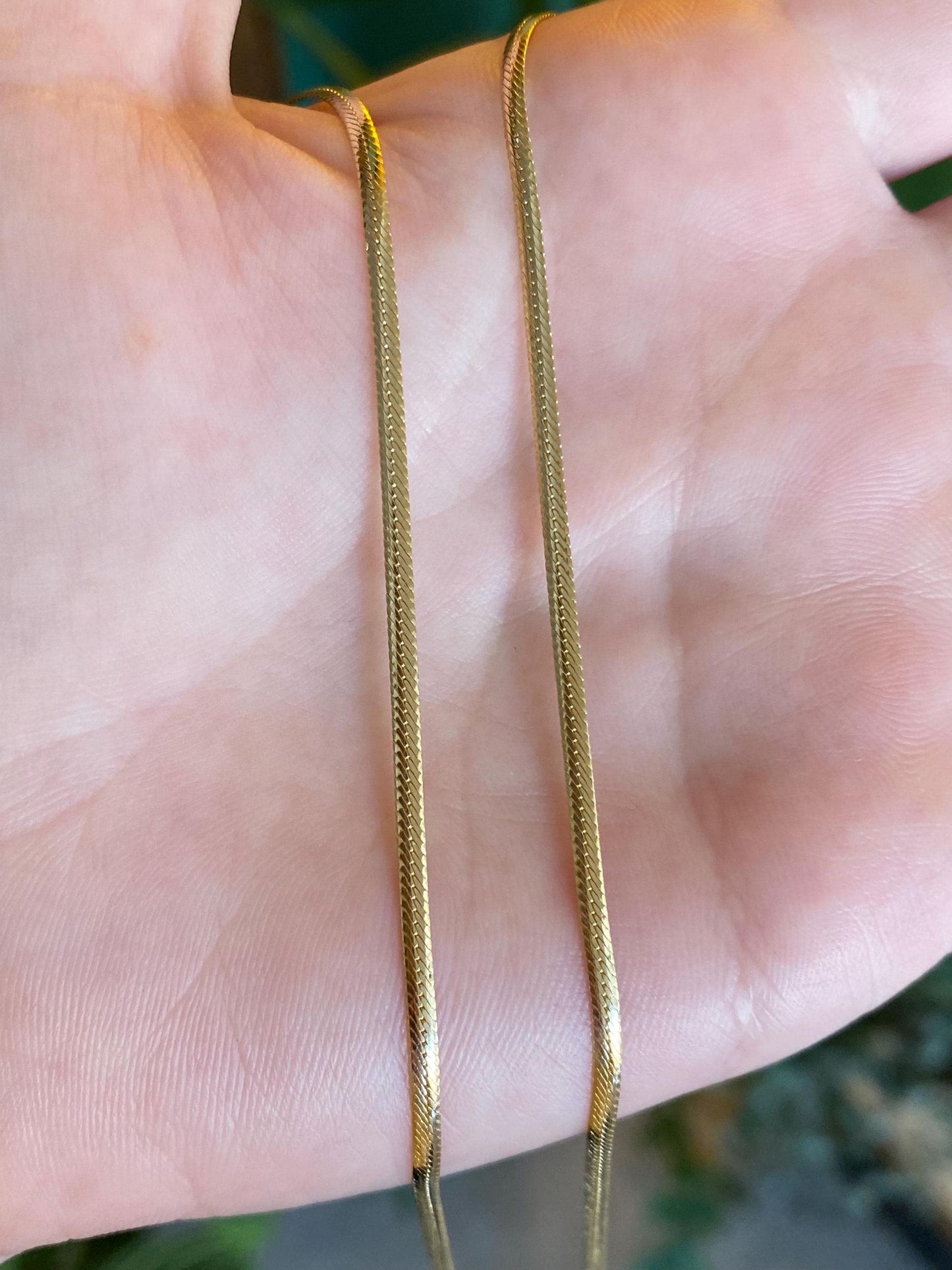 Vintage Solid 14k Yellow Gold Flat Chain Necklace - 16 inches
