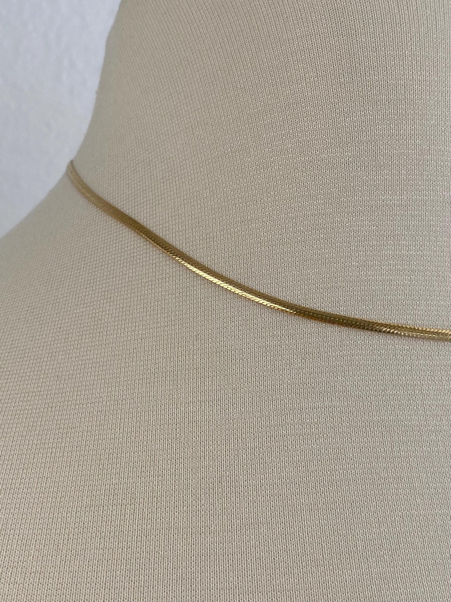 Vintage Solid 14k Yellow Gold Flat Chain Necklace - 16 inches