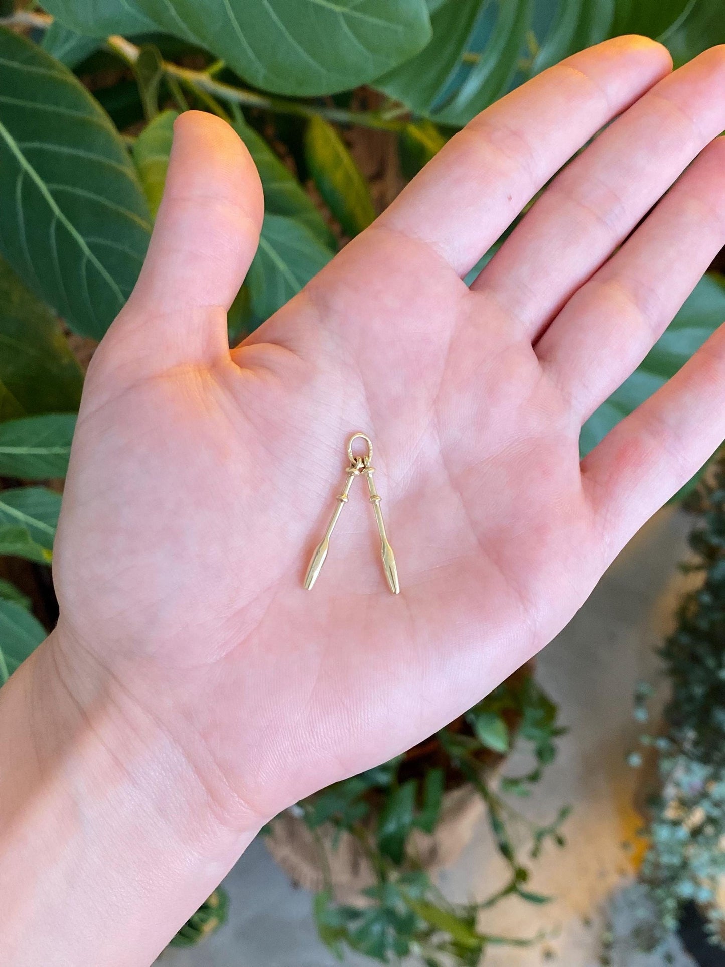 Vintage Solid 14k Yellow Gold Stick Charm
