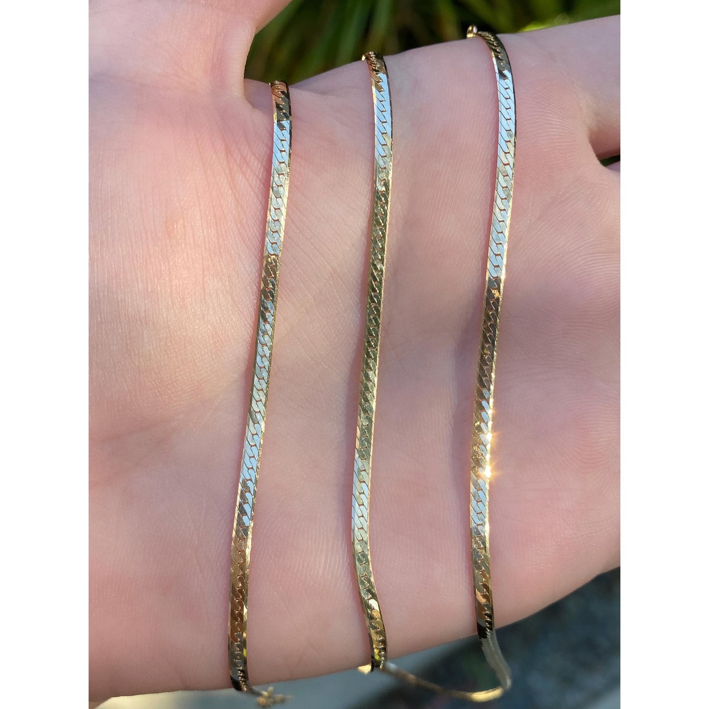 Vintage Solid 14k Yellow Gold Herringbone Chain Necklace - 24.25 inches