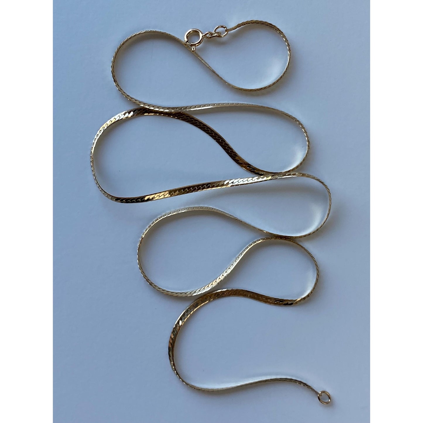 Vintage Solid 14k Yellow Gold Herringbone Chain Necklace - 24.25 inches