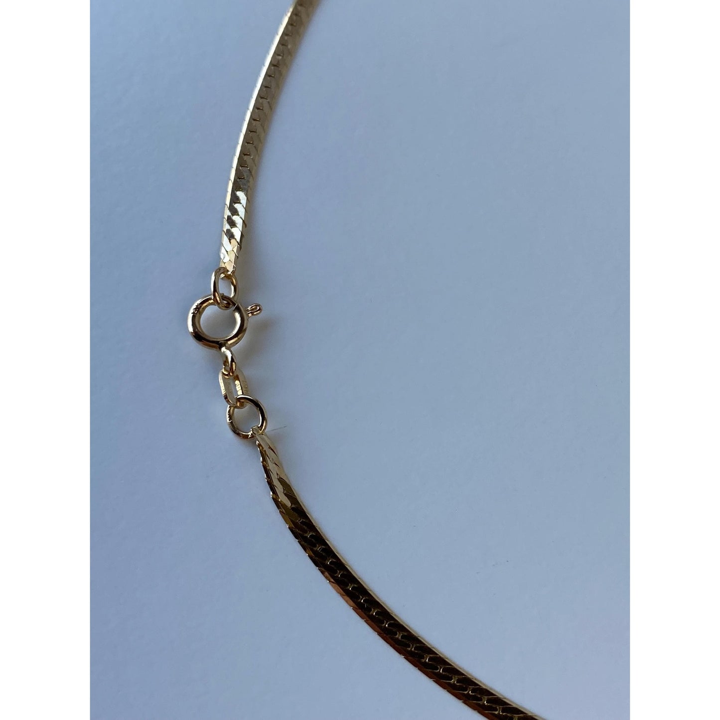 Vintage Solid 14k Yellow Gold Herringbone Chain Necklace - 24.25 inches