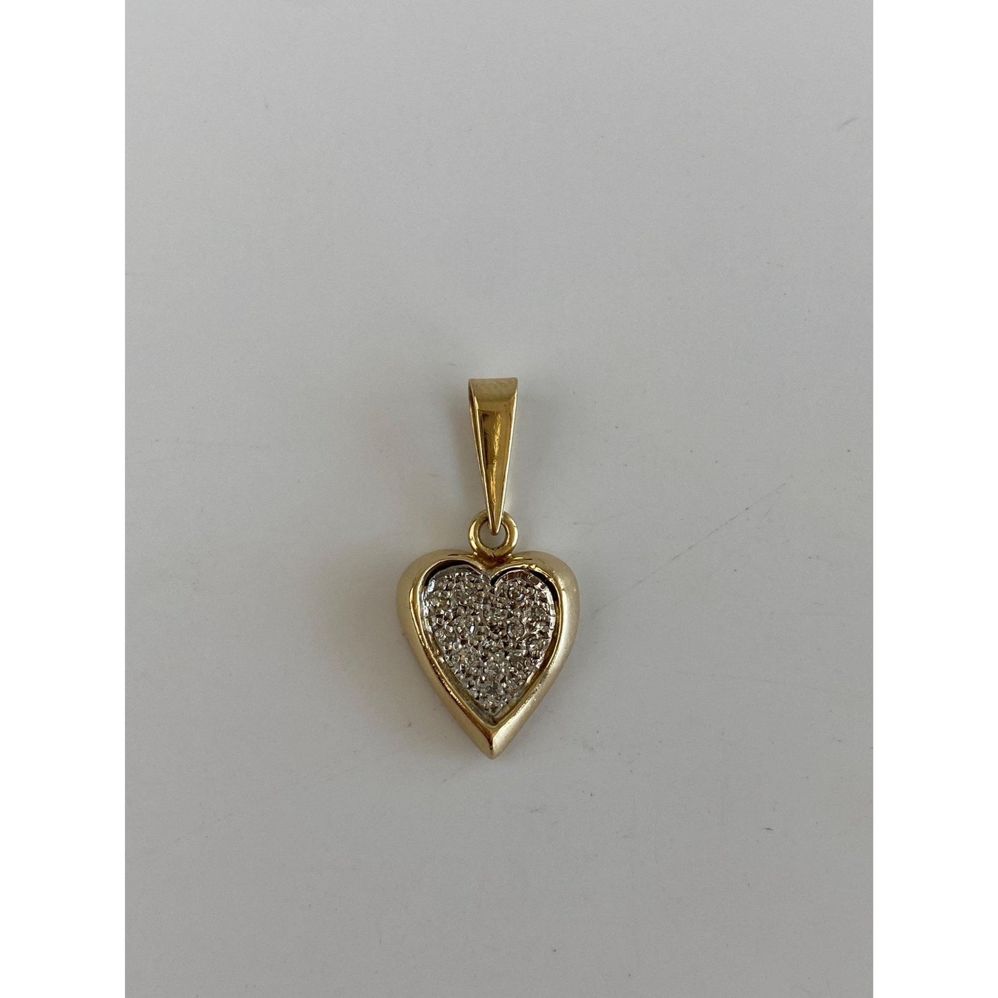 Vintage Solid 18k White & Yellow Gold Diamond Heart Charm