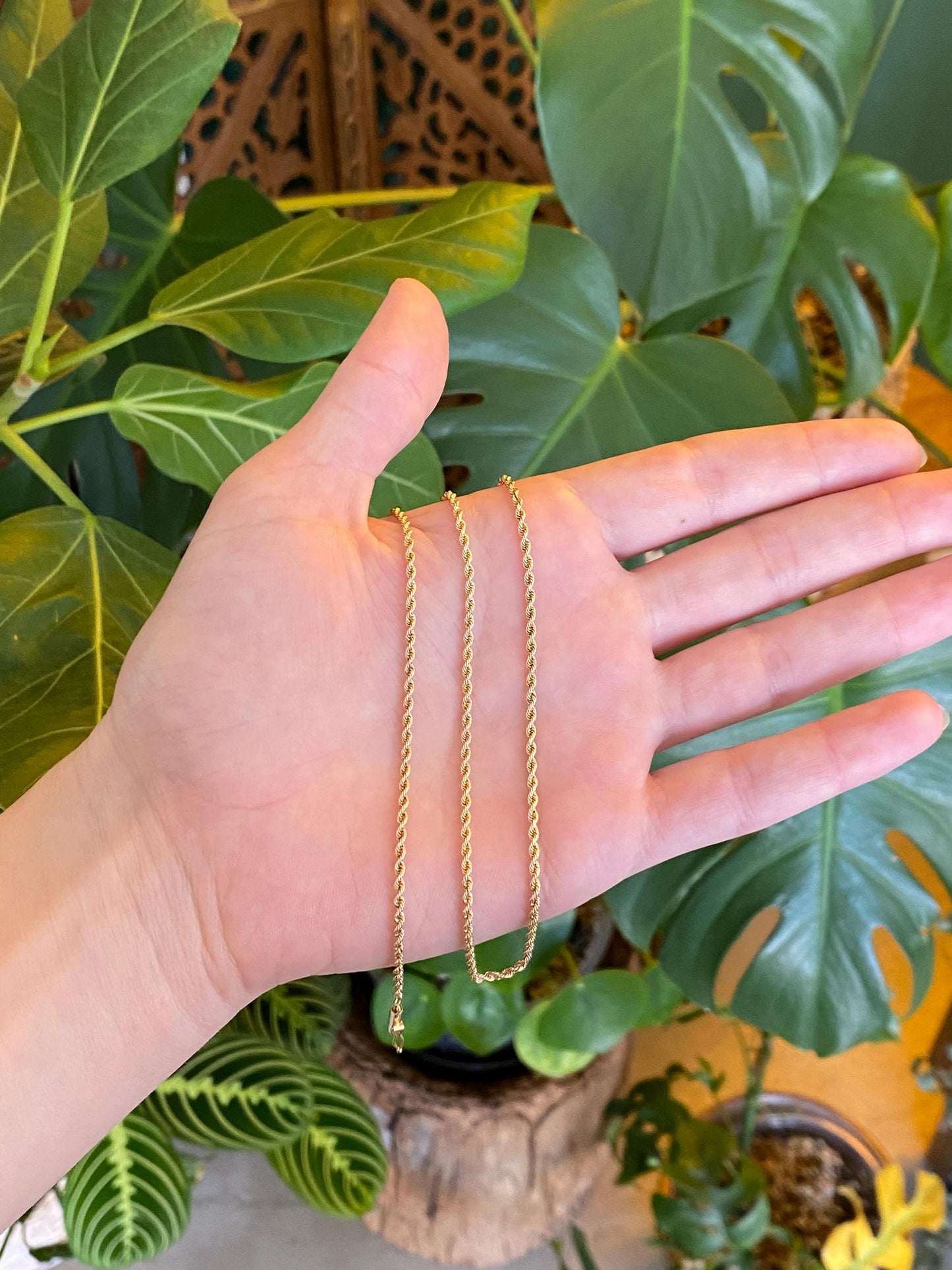 Vintage Solid 14k Yellow Gold Long Dainty Rope Chain Necklace - 23.75 inches