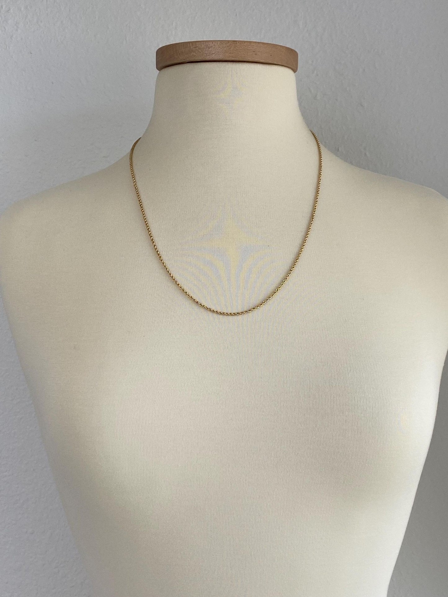 Vintage Solid 14k Yellow Gold Long Dainty Rope Chain Necklace - 23.75 inches