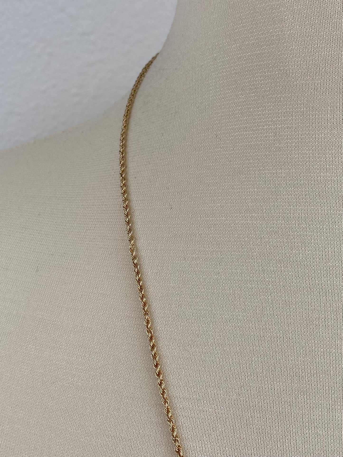 Vintage Solid 14k Yellow Gold Long Dainty Rope Chain Necklace - 23.75 inches