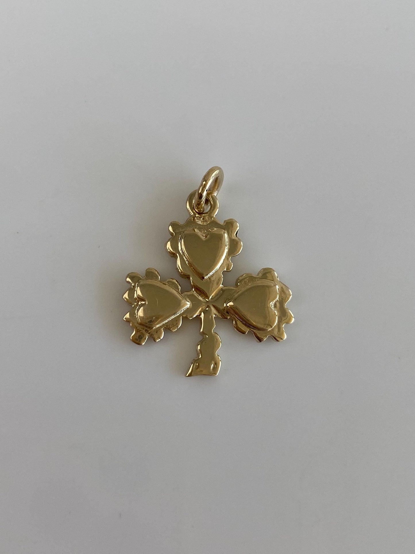 Vintage Solid 9k Yellow Gold Heart Clover Charm