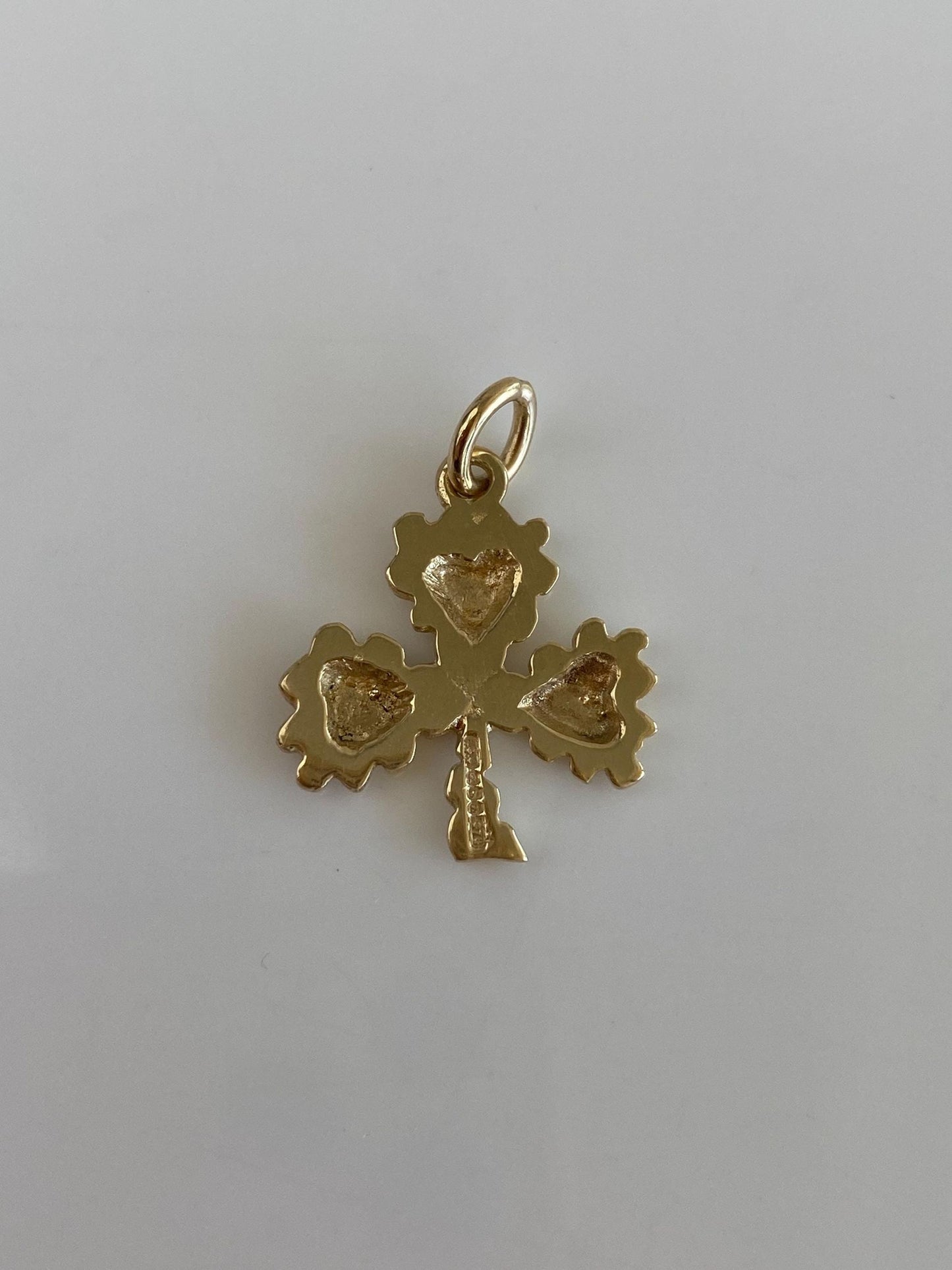 Vintage Solid 9k Yellow Gold Heart Clover Charm