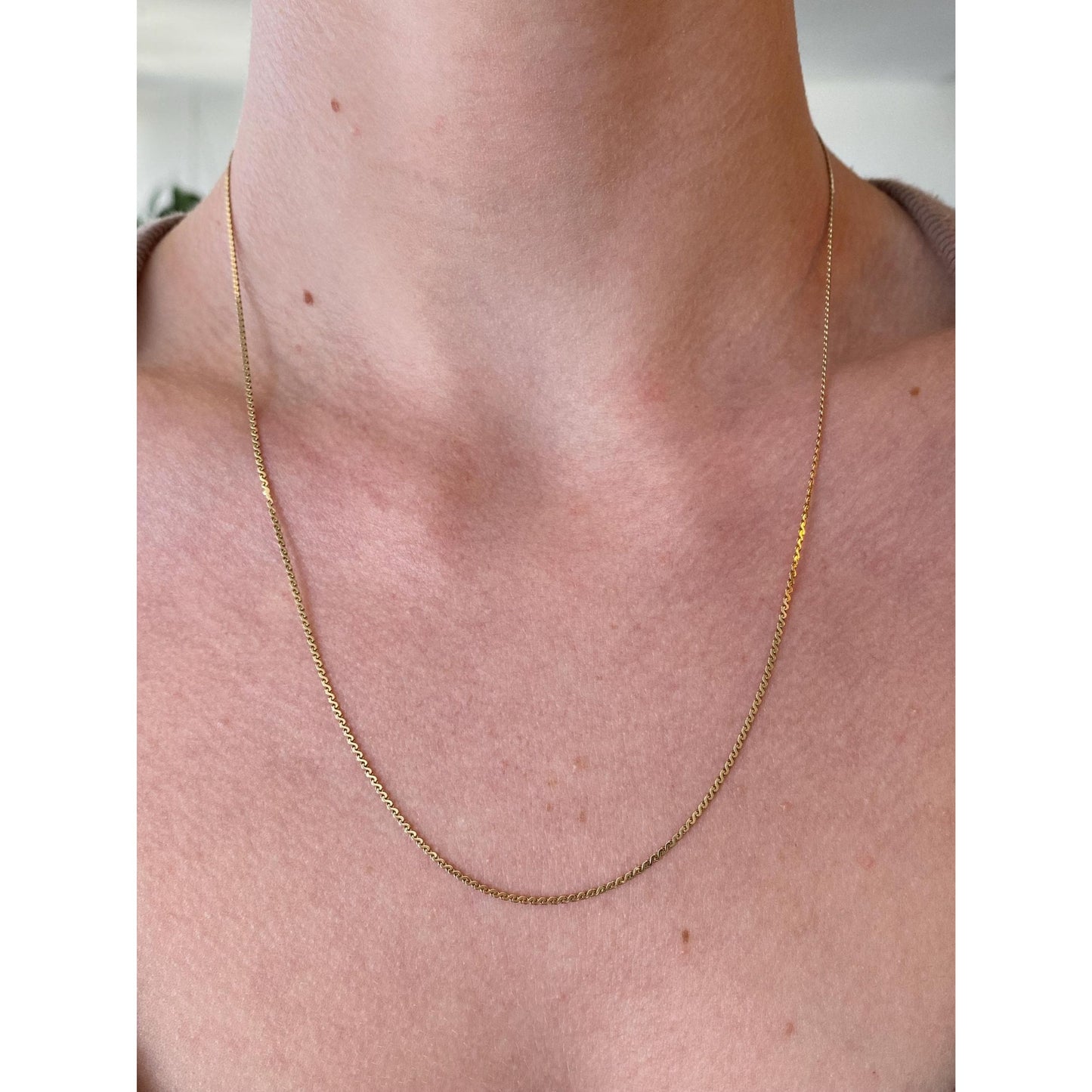 Vintage Solid 14k Yellow Gold Serpentine Chain Necklace - 19.75 inches