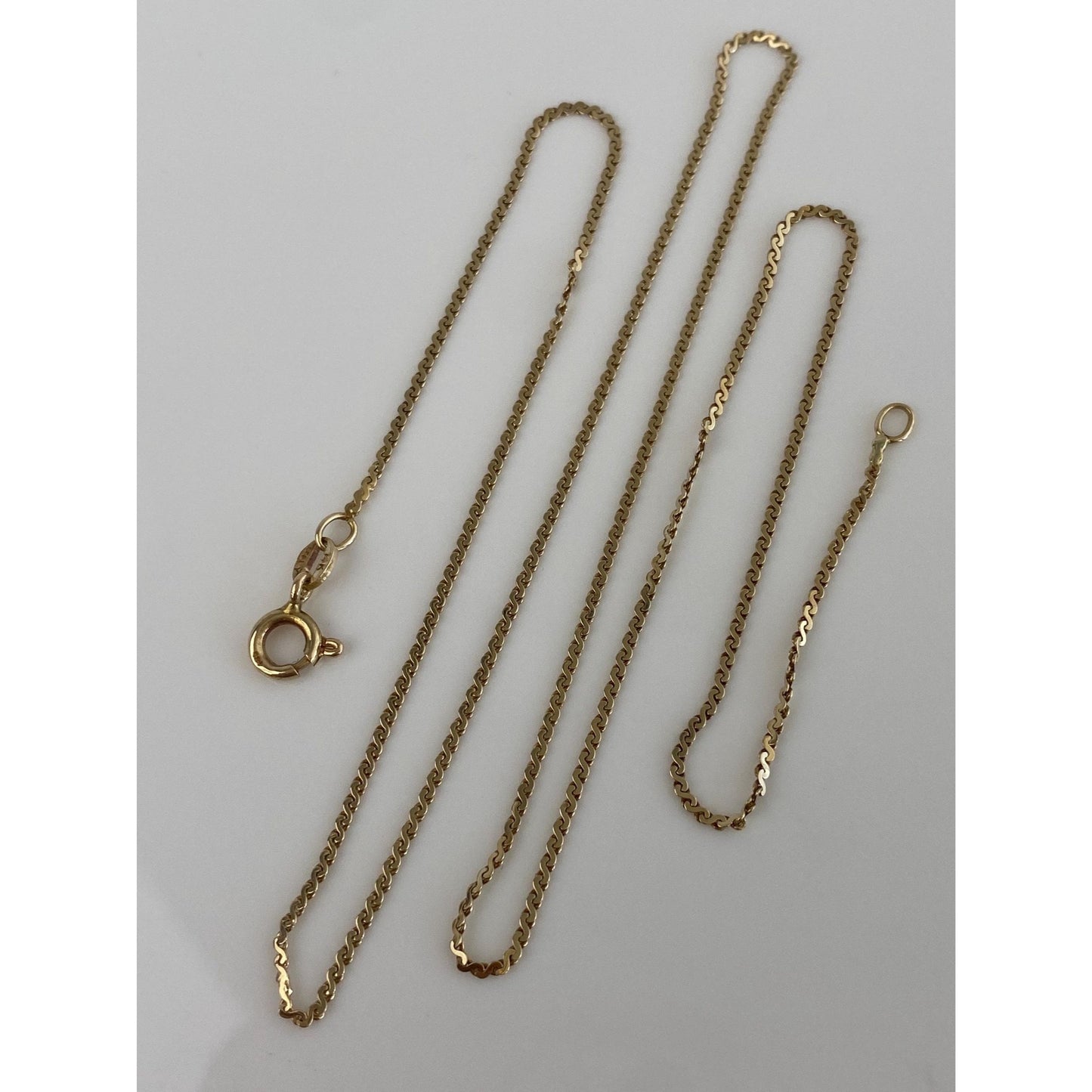 Vintage Solid 14k Yellow Gold Serpentine Chain Necklace - 19.75 inches