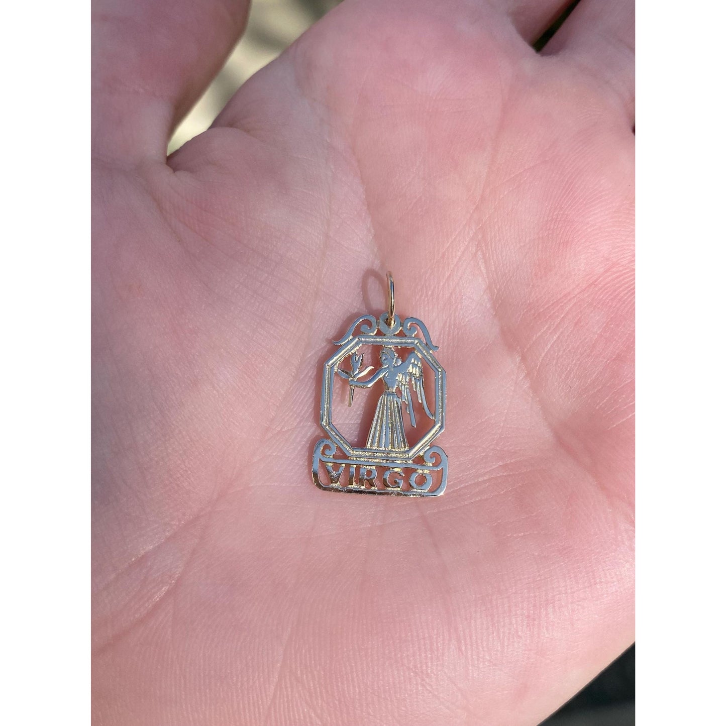 Vintage Solid 14k Yellow Gold Virgo Charm