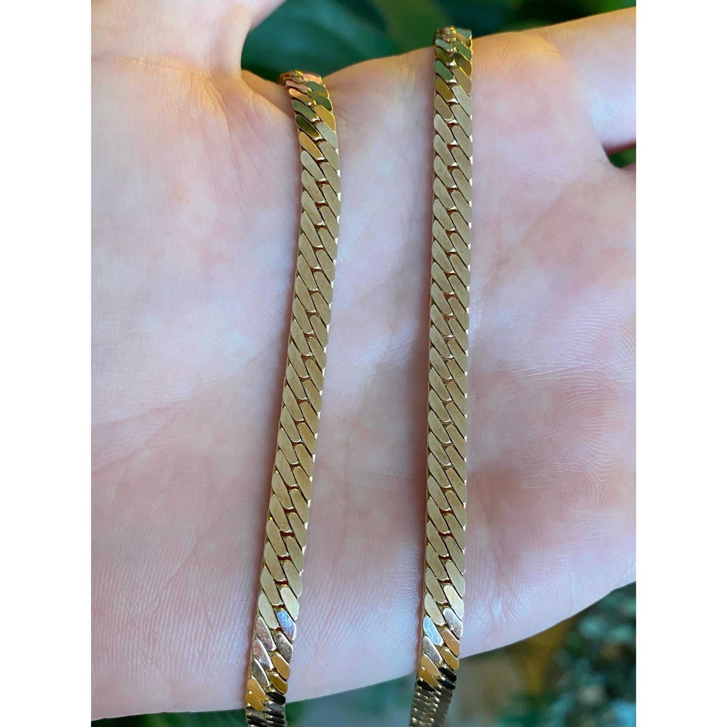 Vintage Solid 14k Rosey Gold Herringbone Chain Necklace - 18 inches