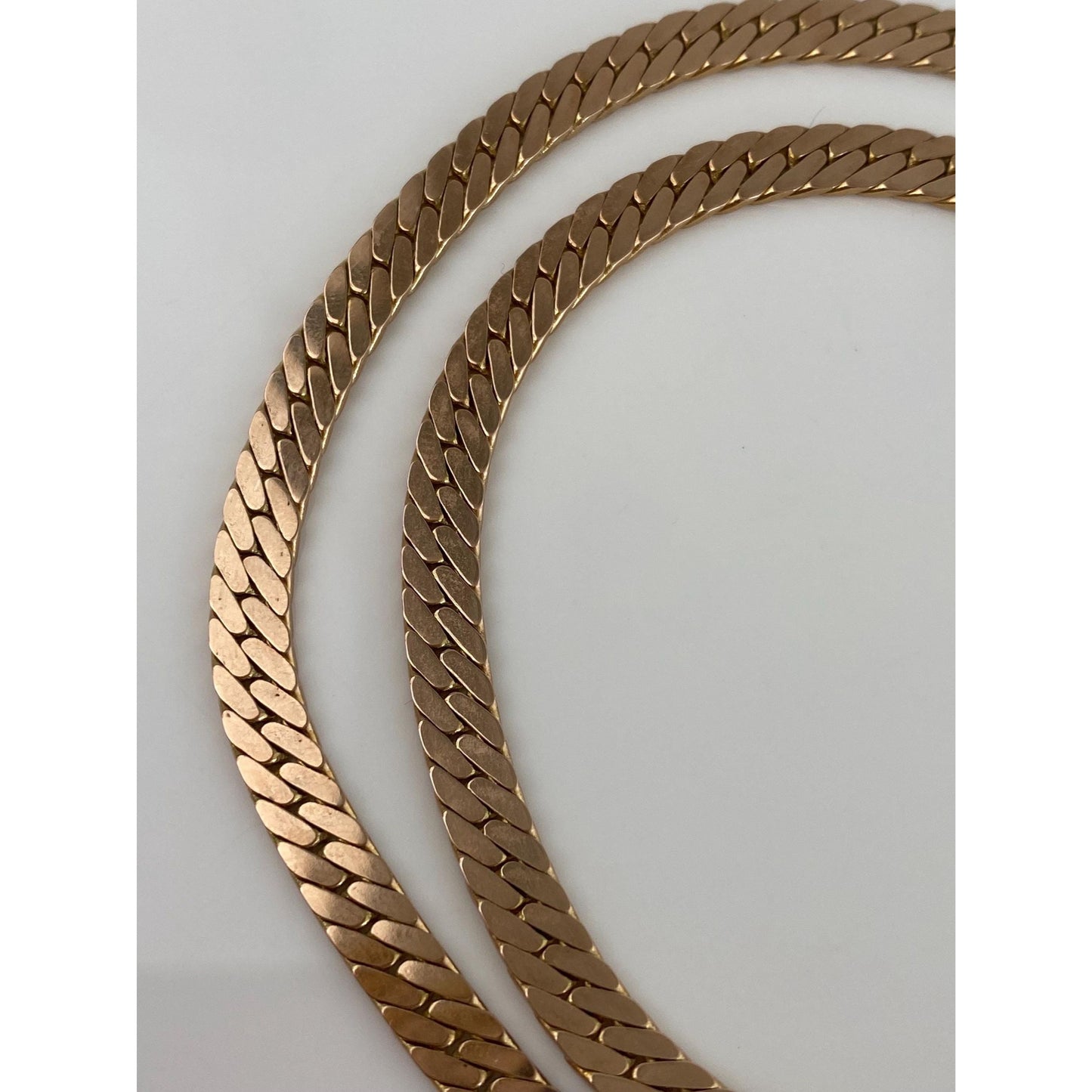 Vintage Solid 14k Rosey Gold Herringbone Chain Necklace - 18 inches