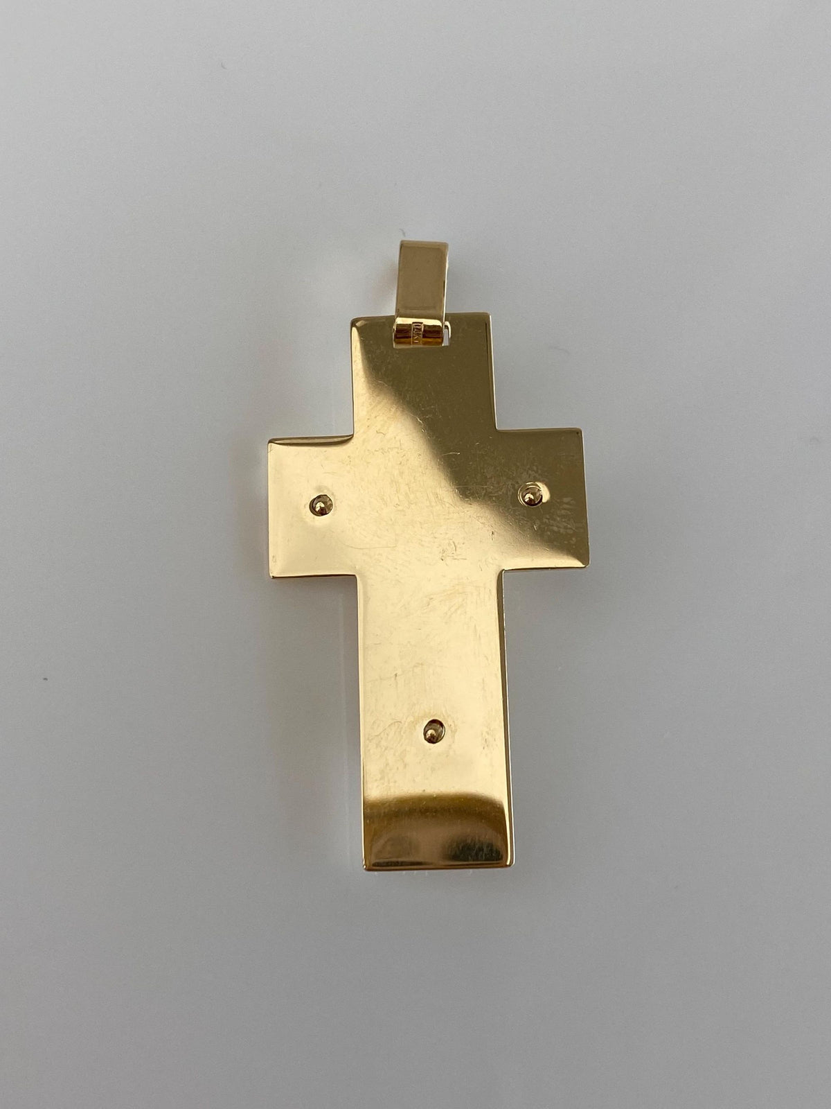 Vintage Solid 14k Yellow Gold Chunky Lined Crucifix Cross Charm