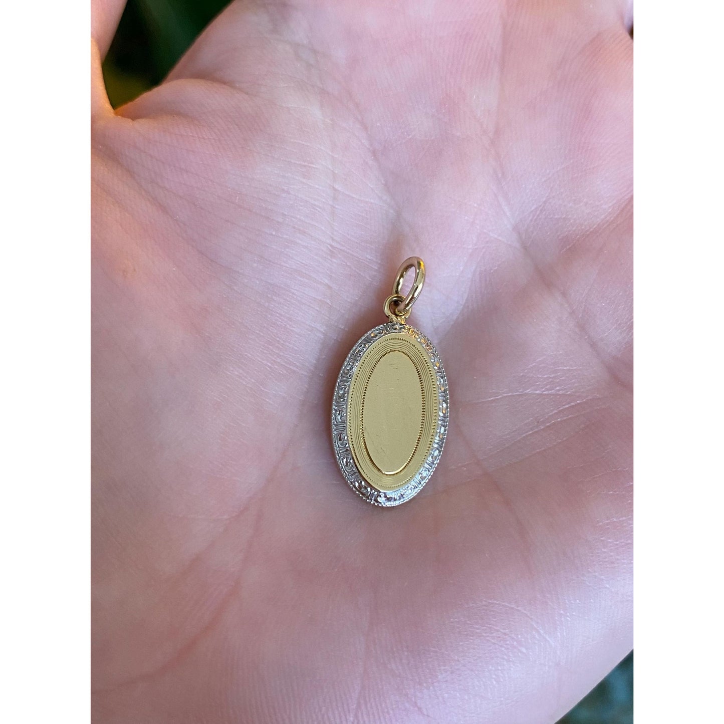 Vintage Solid 14k White & Yellow Gold Cufflink Conversion Charm