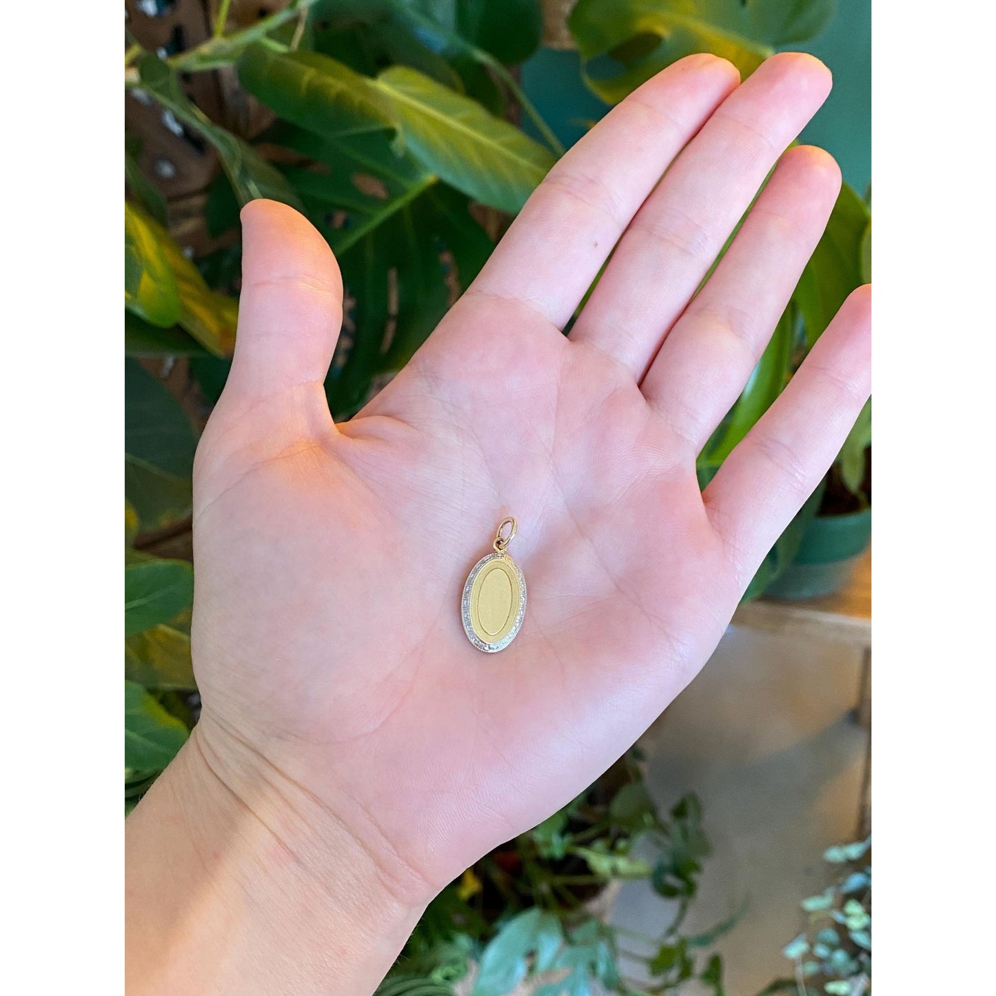 Vintage Solid 14k White & Yellow Gold Cufflink Conversion Charm