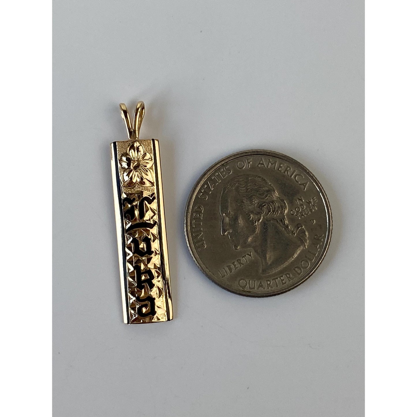 Solid 14k Yellow Gold Old English 'Luka' Floral Charm