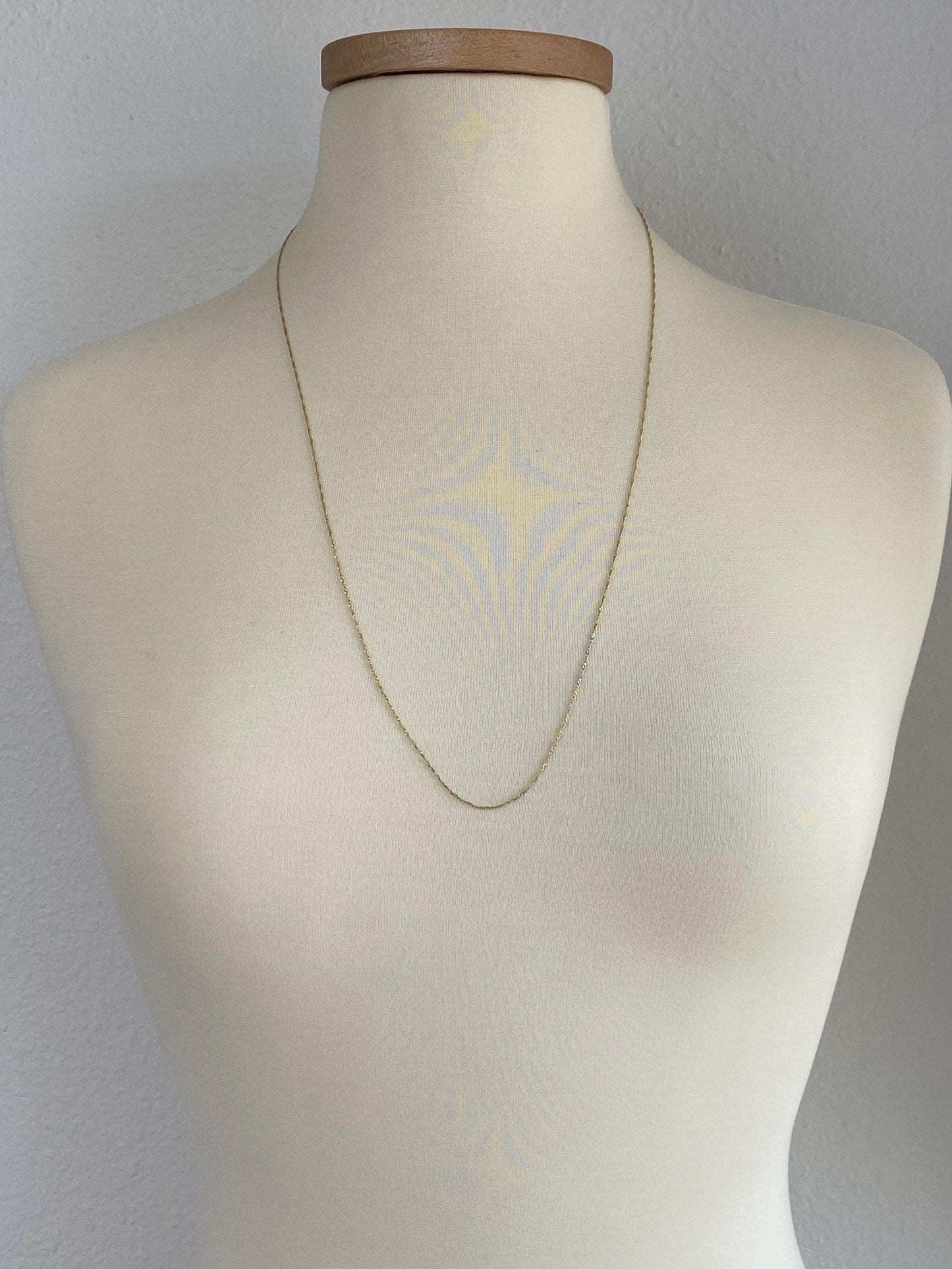 Vintage Solid 14k Yellow Gold Long Dainty Twist Chain Necklace - 28.75 inches