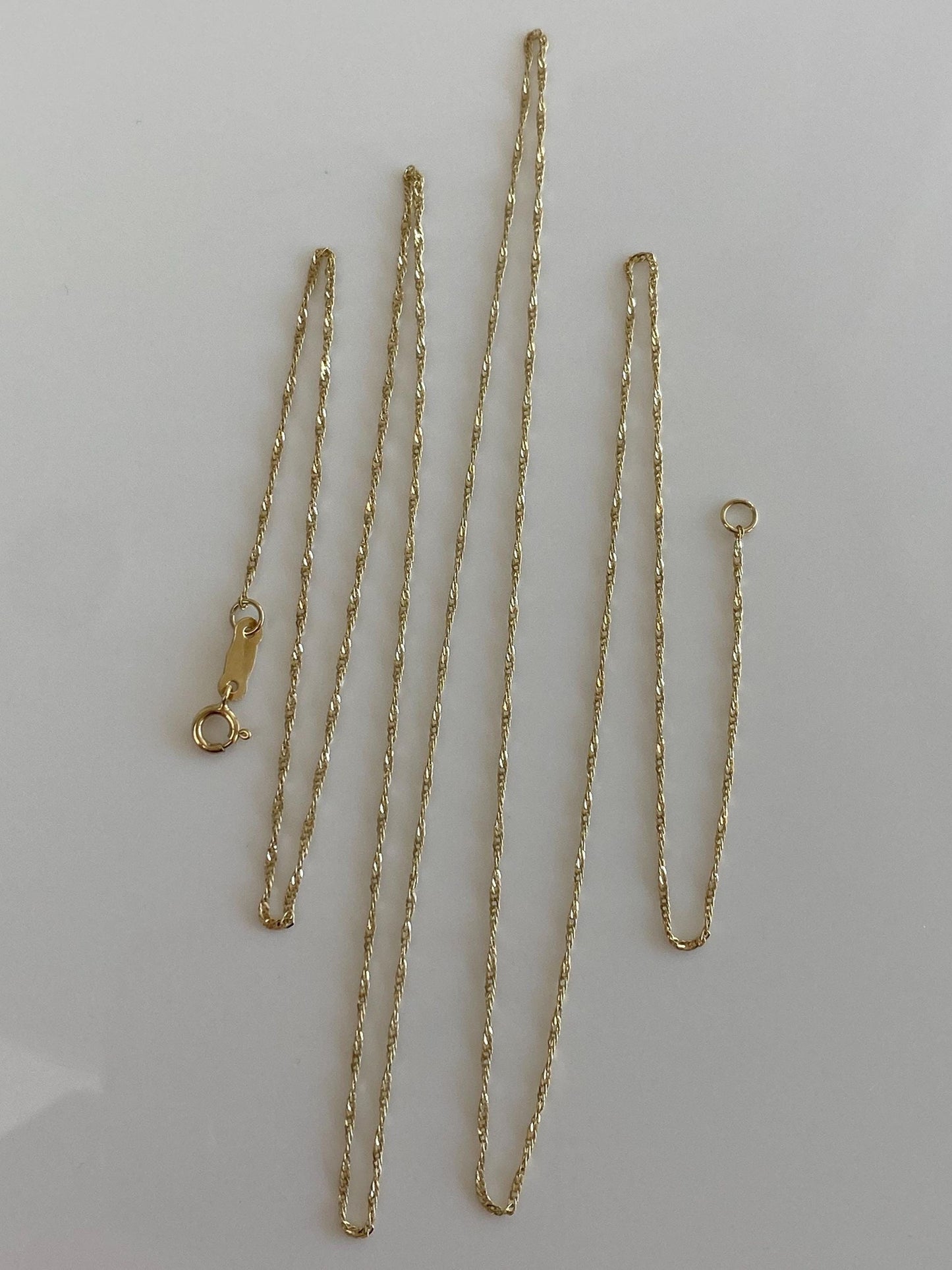 Vintage Solid 14k Yellow Gold Long Dainty Twist Chain Necklace - 28.75 inches