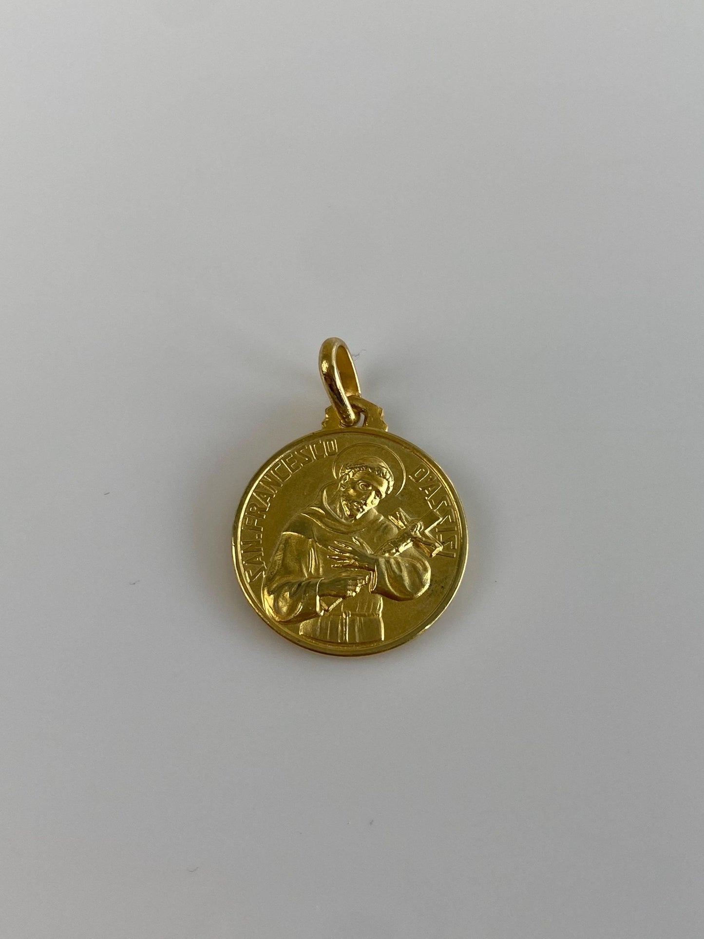 Vintage Solid 14k Yellow Gold Santa Chiara St. Francis Religious Charm