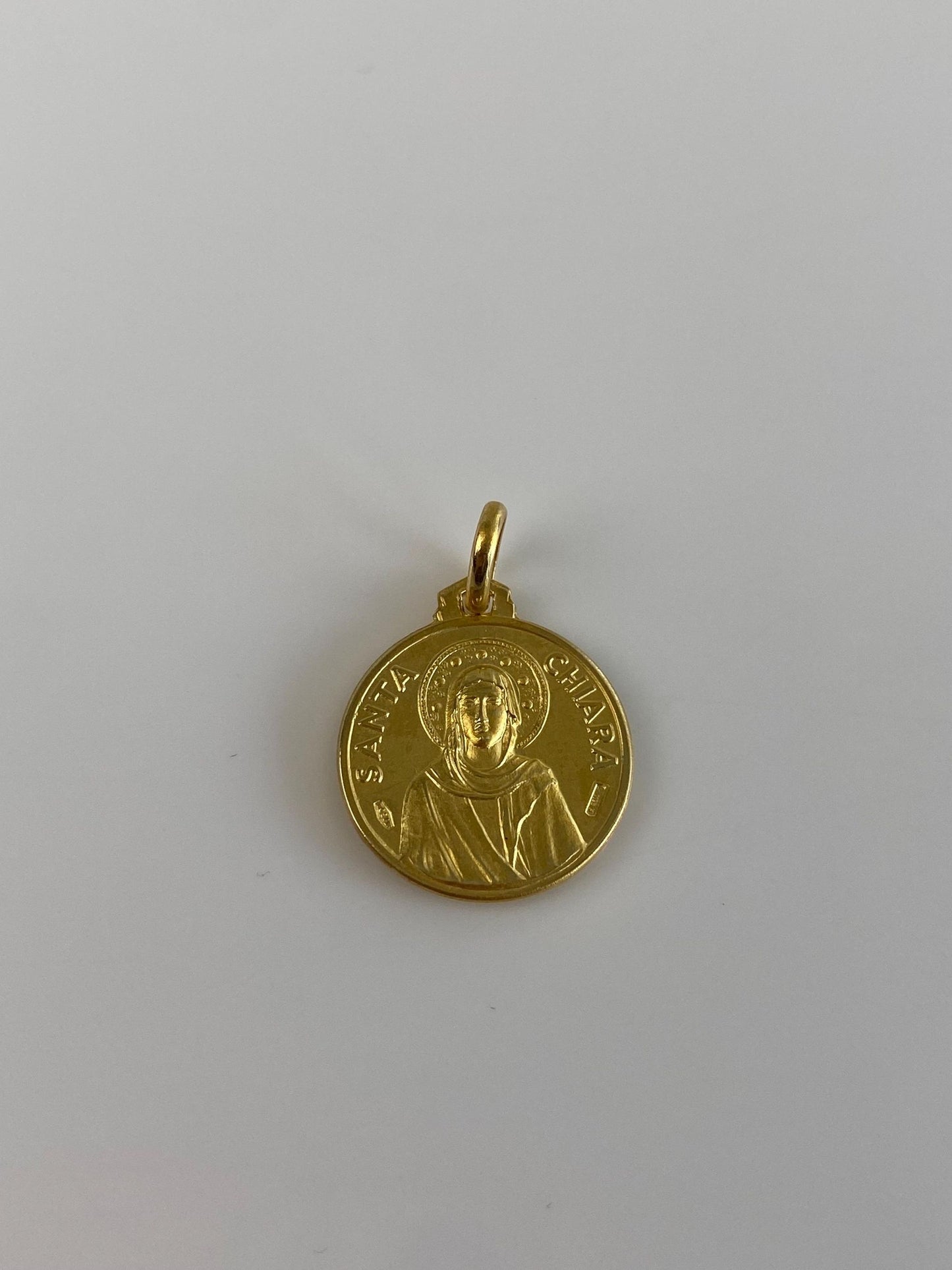 Vintage Solid 14k Yellow Gold Santa Chiara St. Francis Religious Charm