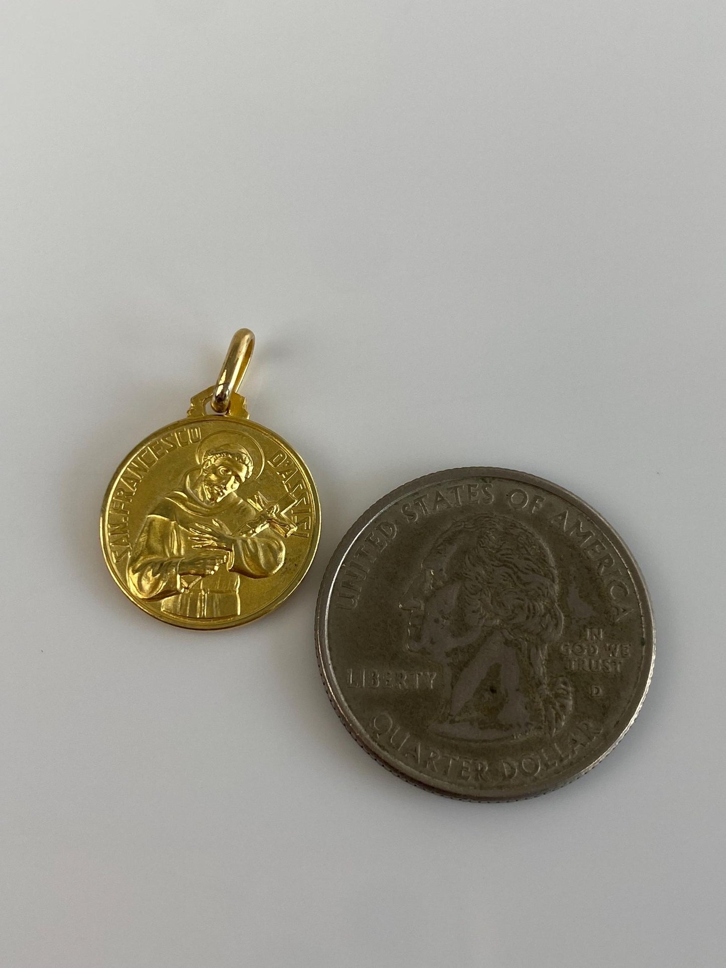 Vintage Solid 14k Yellow Gold Santa Chiara St. Francis Religious Charm