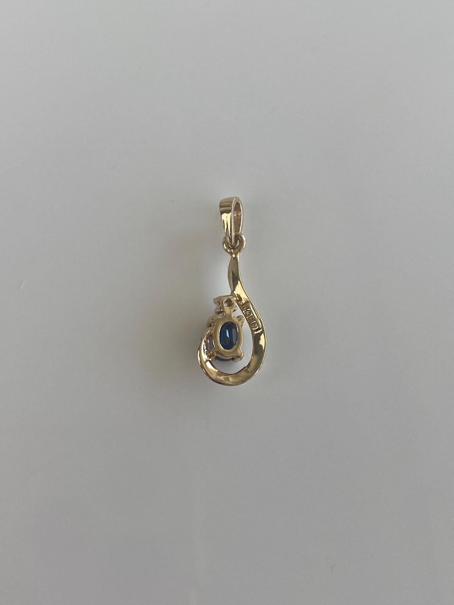 Vintage Solid 14k Yellow Gold Diamond Blue Sapphire Charm